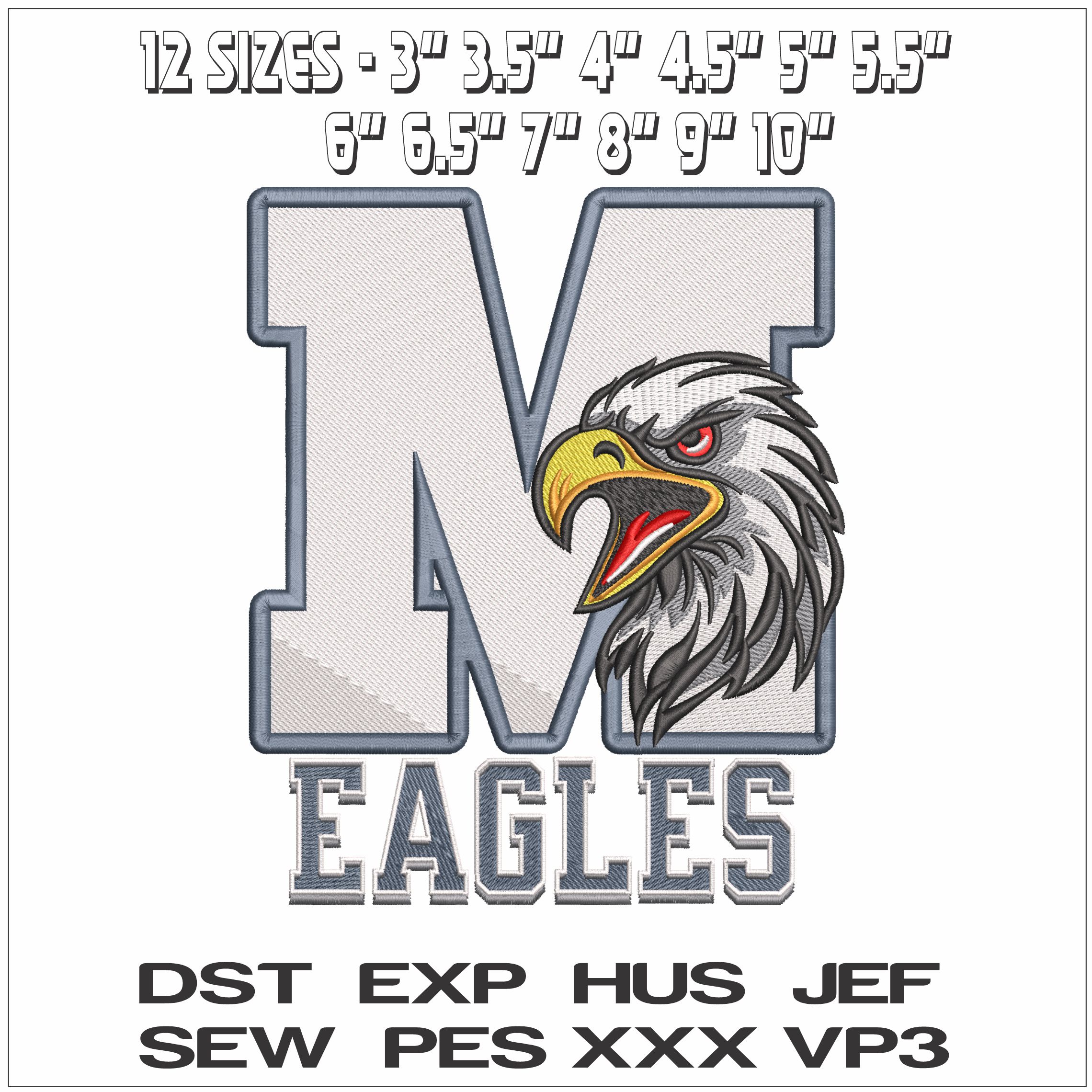 M Phili Eagles- Elegant embroidery design file - instant download — view 2