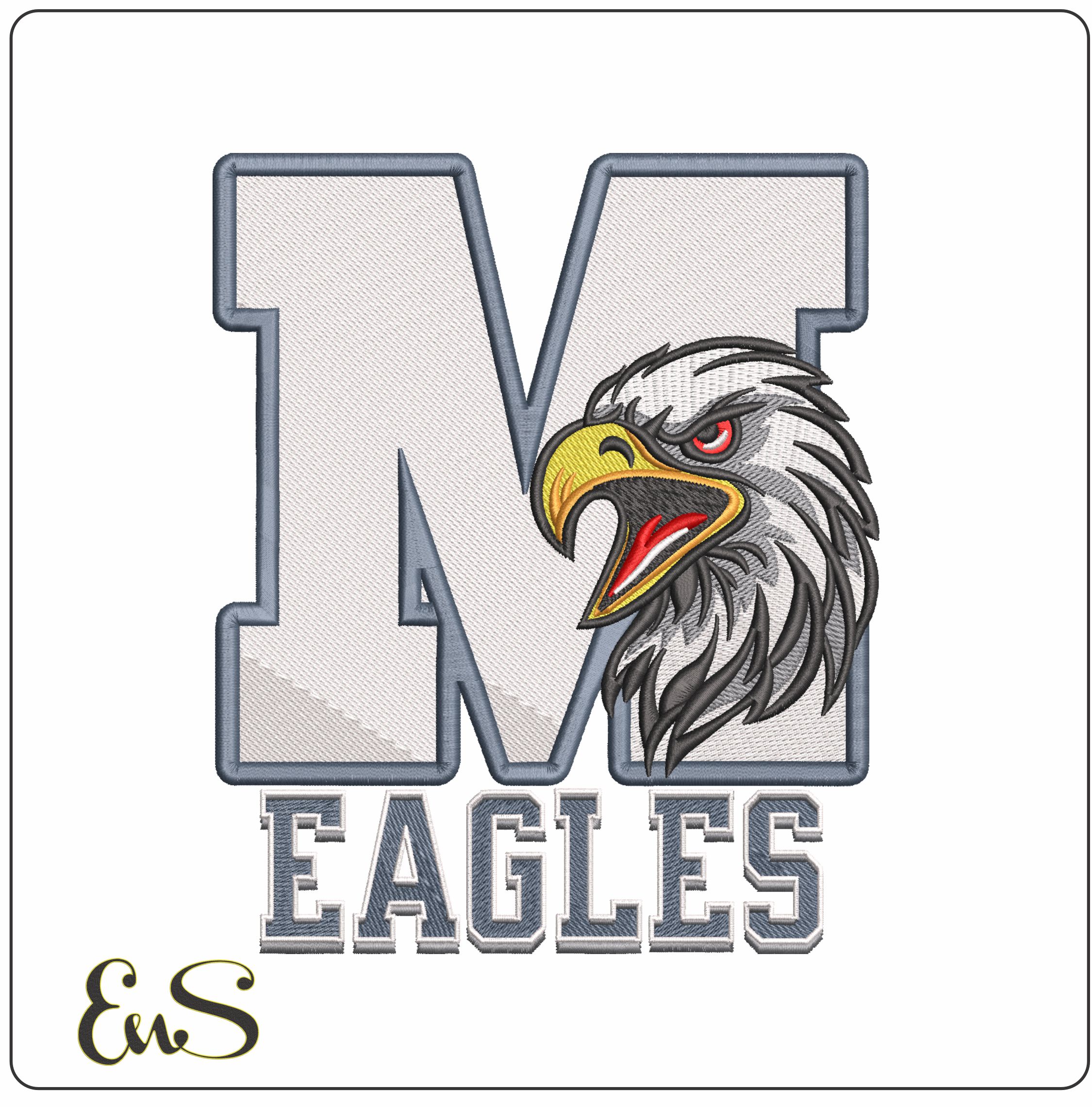 M Phili Eagles- Elegant embroidery design file - instant download