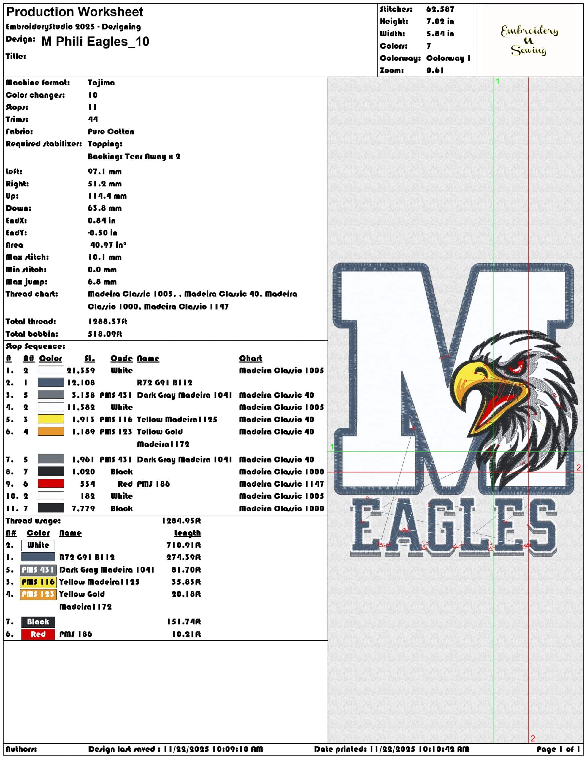 M Phili Eagles- Elegant embroidery design file - instant download — view 3