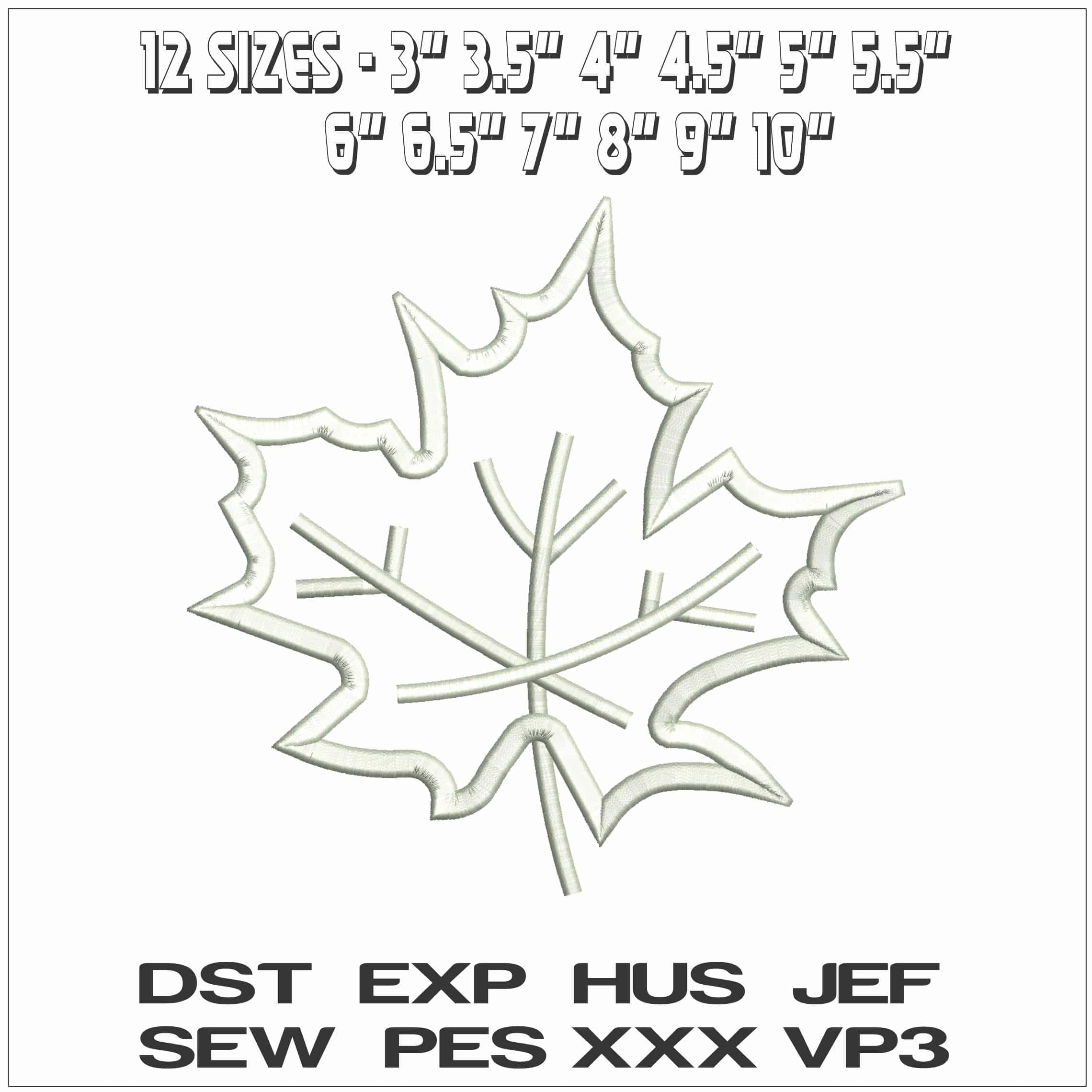 Maple Leaf Outline- Elegant embroidery design file - instant download — view 2