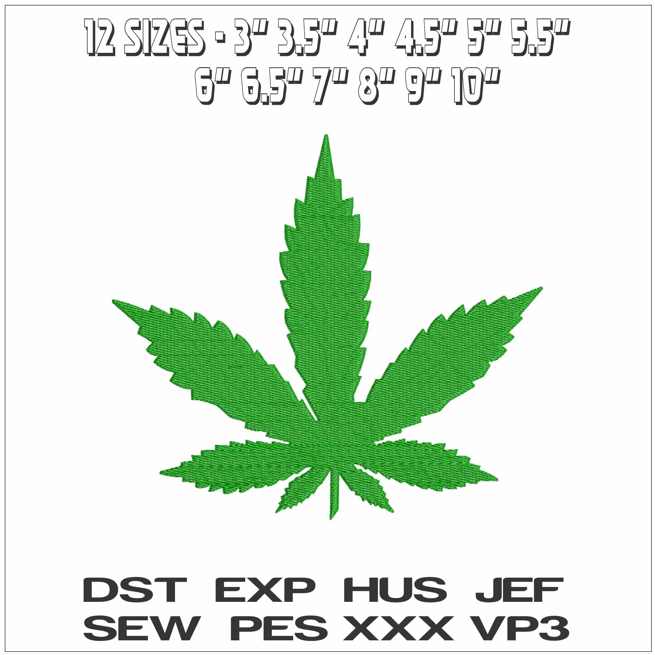 Marjuana Leaf- Elegant embroidery design file - instant download — view 2