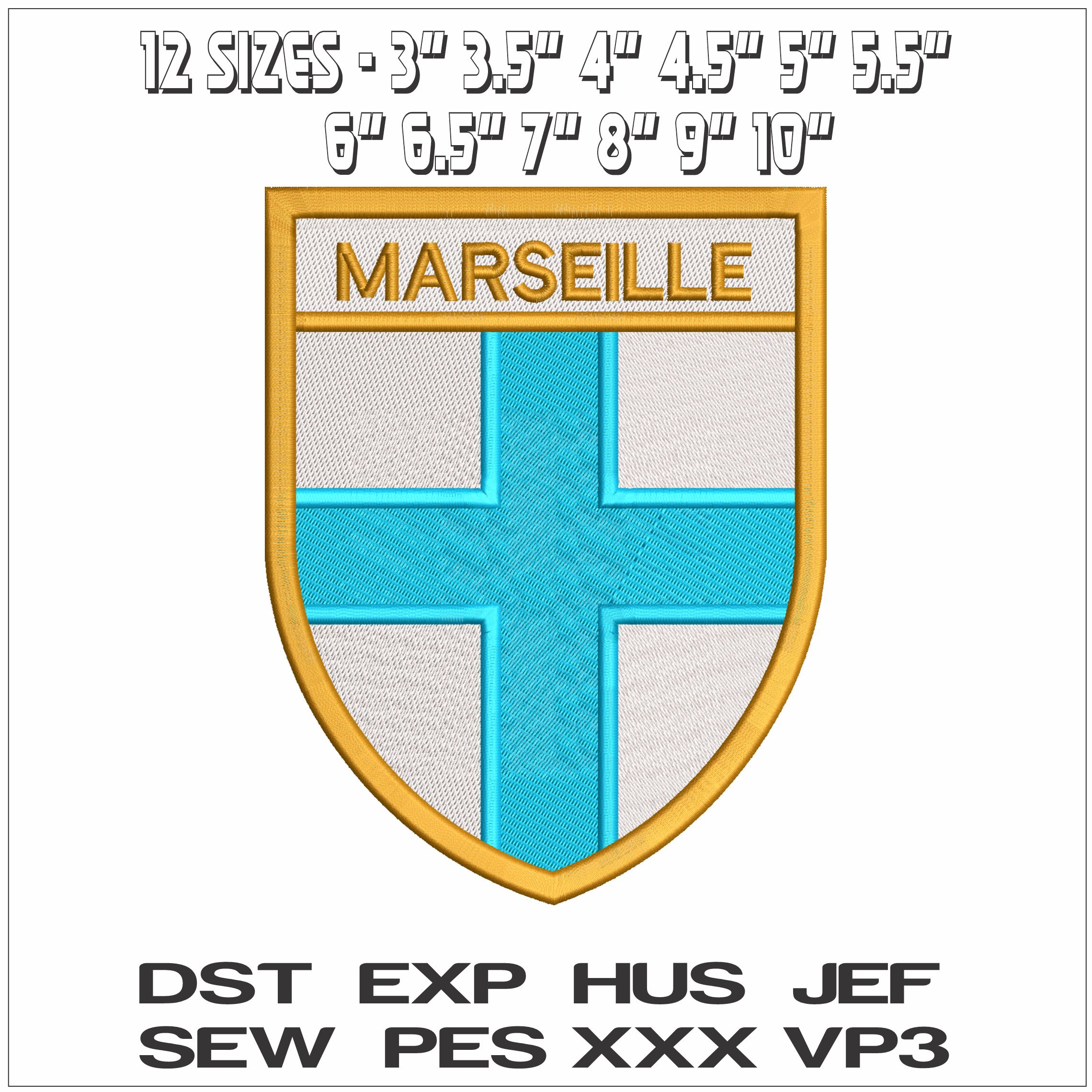 Marseille Coat of Arms- Elegant embroidery design file - instant download — view 2