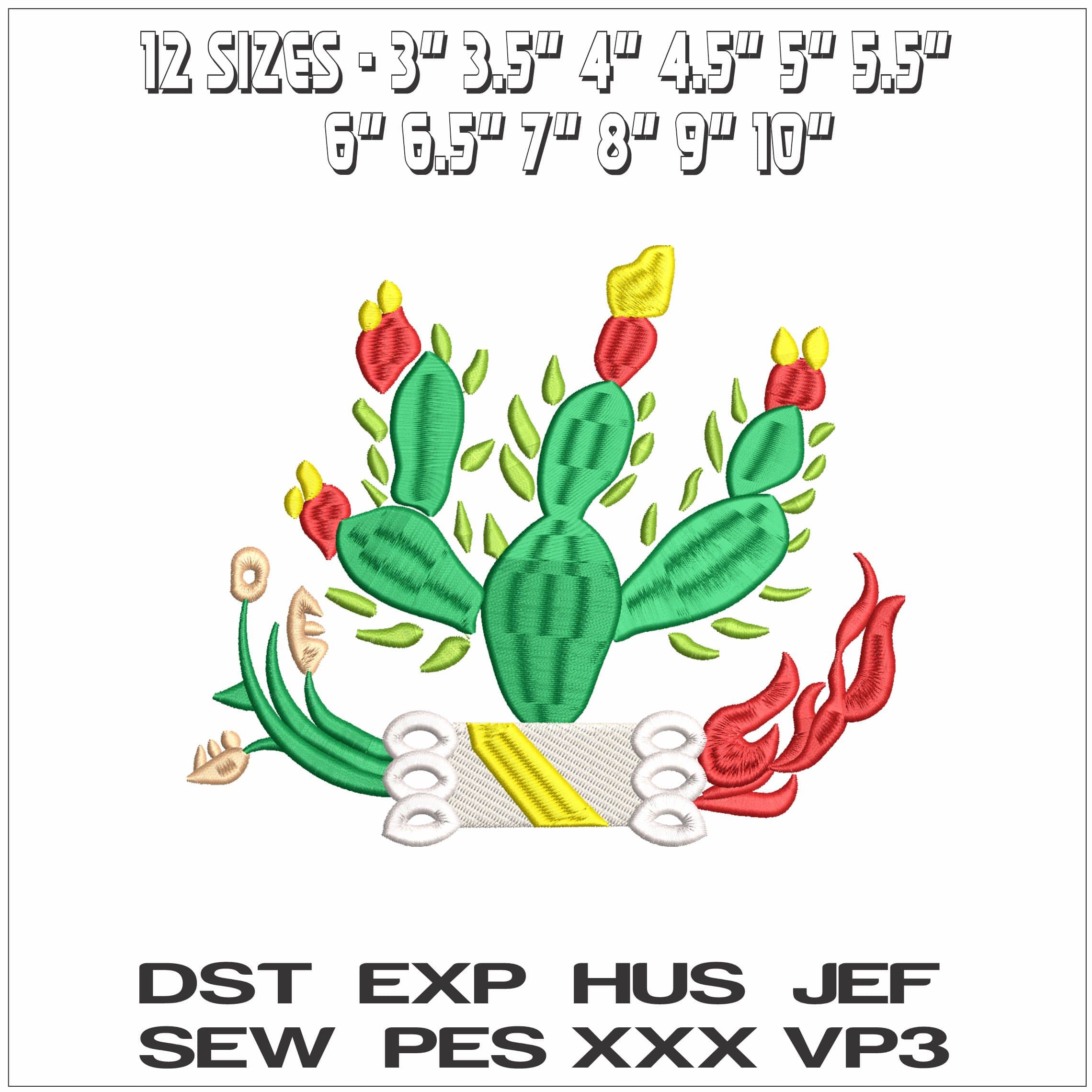 Mexican Cactus - Elegant embroidery design file - instant download — view 2