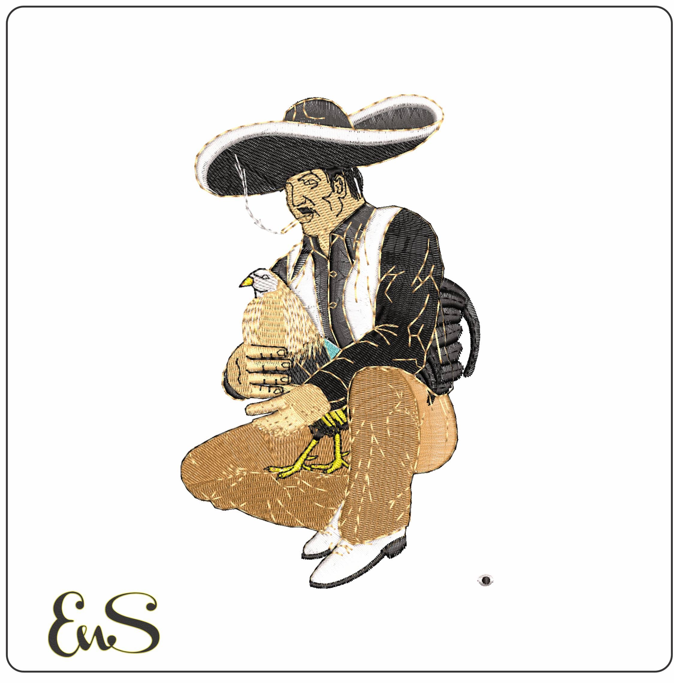 Mexican with Chicken - Elegant embroidery design file - instant download