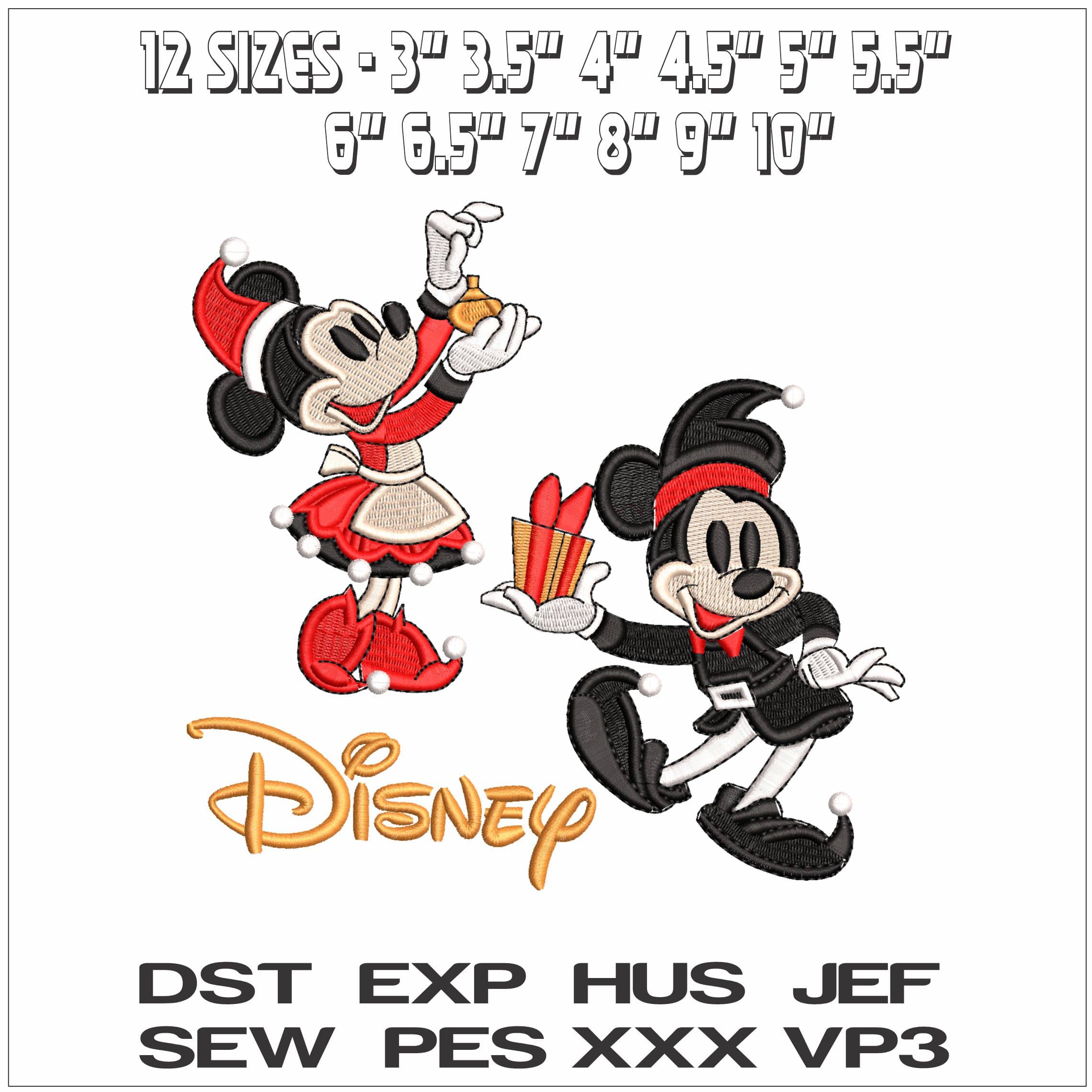Mickey and Minnie Christmas Disney - Elegant embroidery design file - instant download — view 2