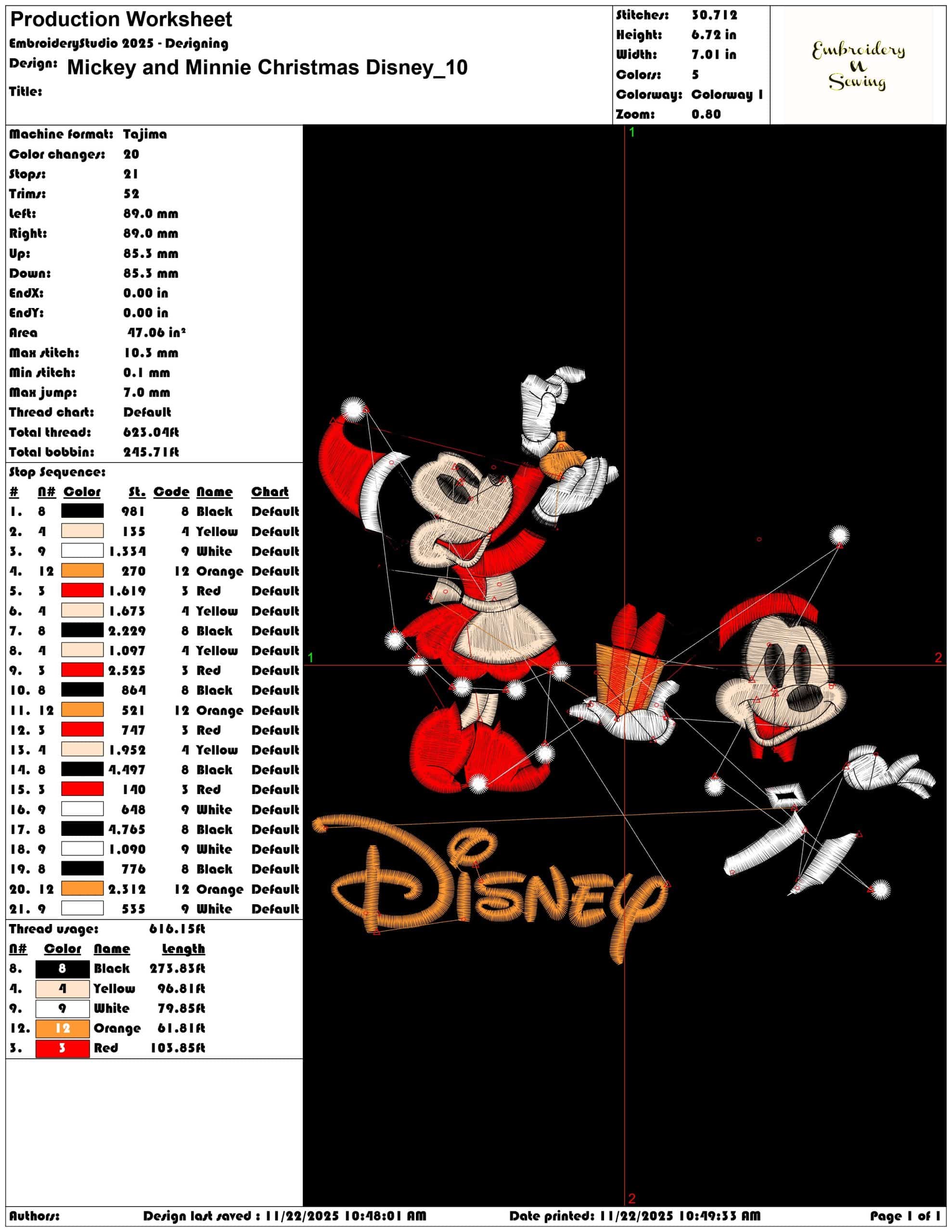 Mickey and Minnie Christmas Disney - Elegant embroidery design file - instant download — view 3