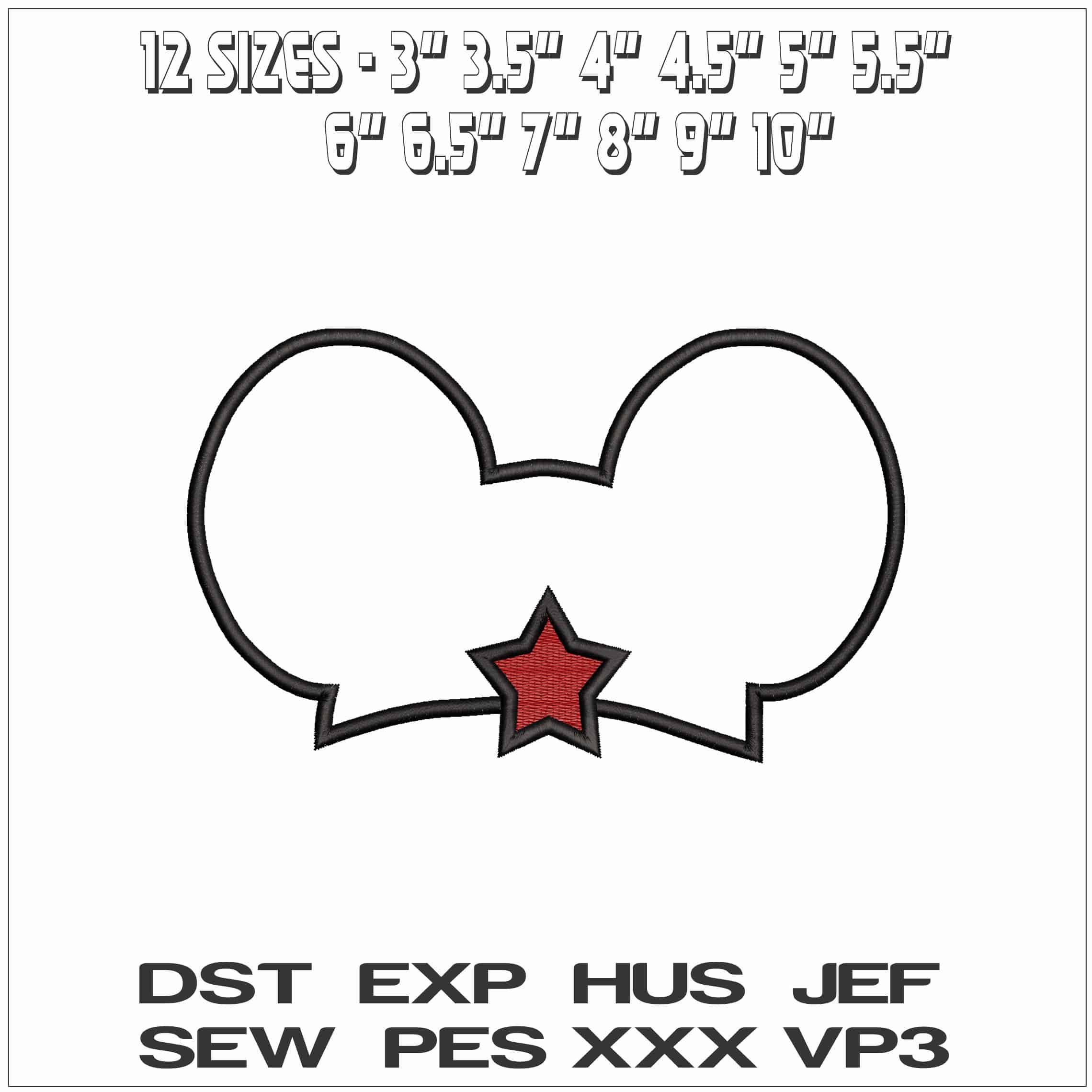 Mickey Mouse Ears Outline - Elegant embroidery design file - instant download — view 2