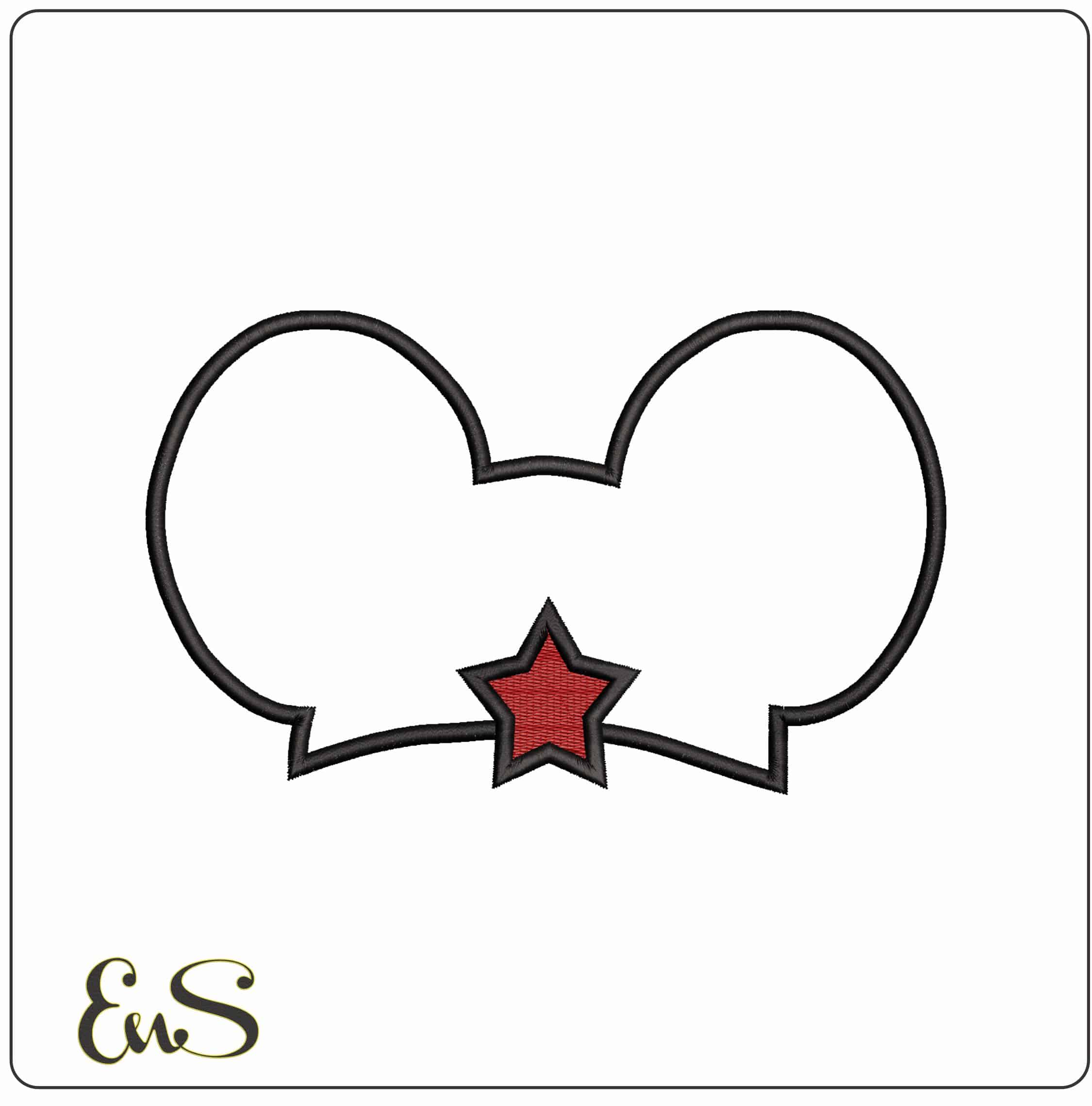 Mickey Mouse Ears Outline - Elegant embroidery design file - instant download