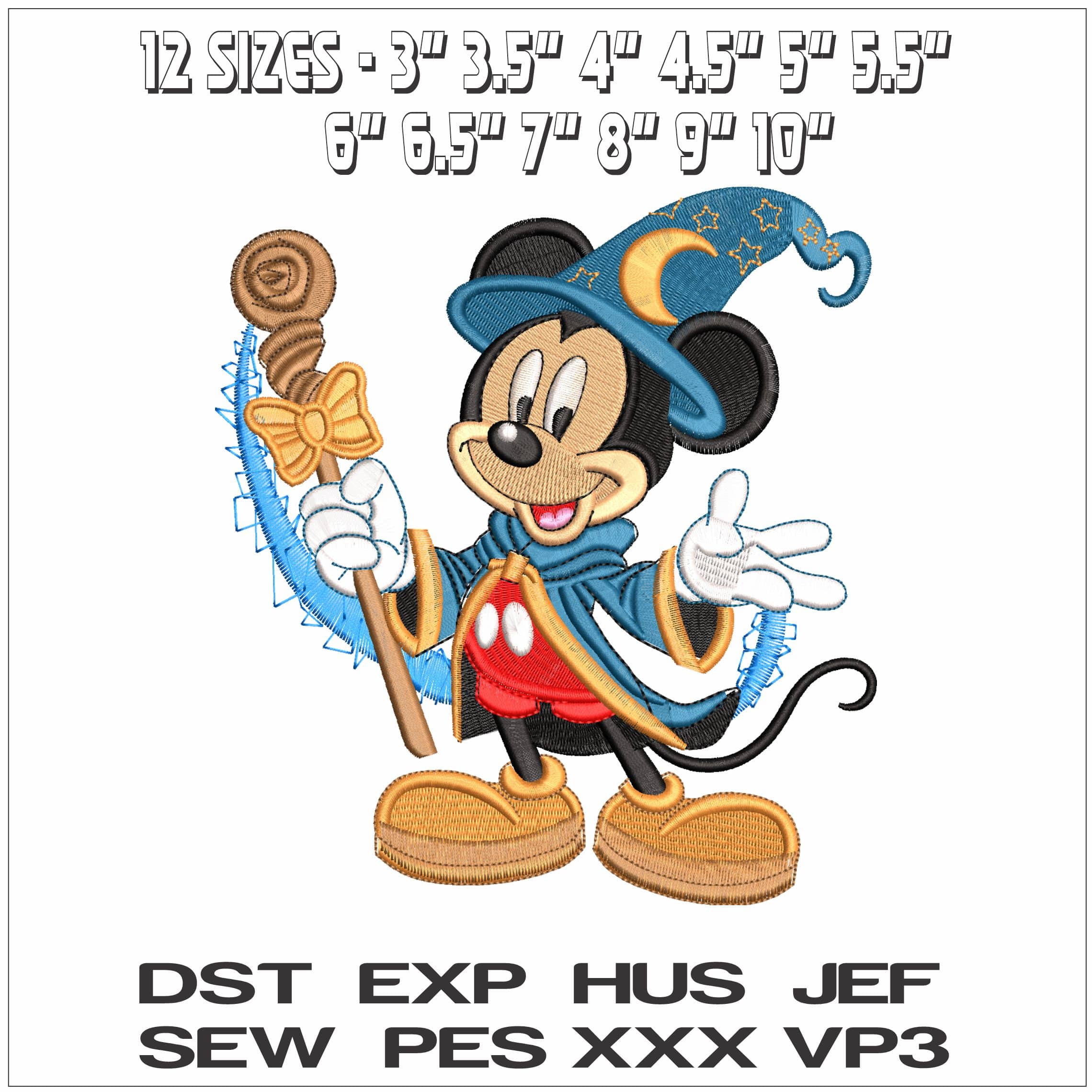 Mickey Mouse Magic Staff - Elegant embroidery design file - instant download — view 2