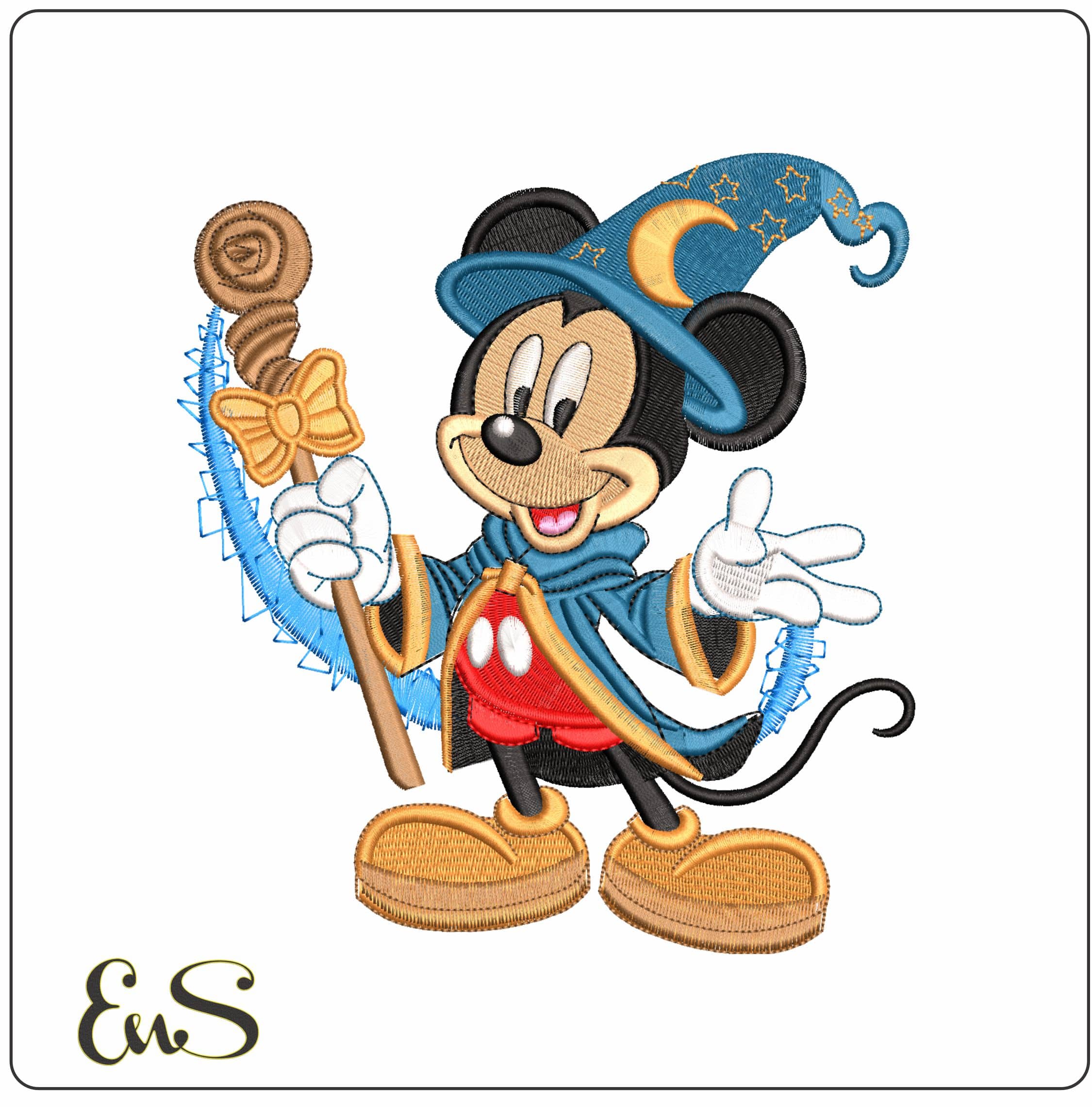 Mickey Mouse Magic Staff - Elegant embroidery design file - instant download