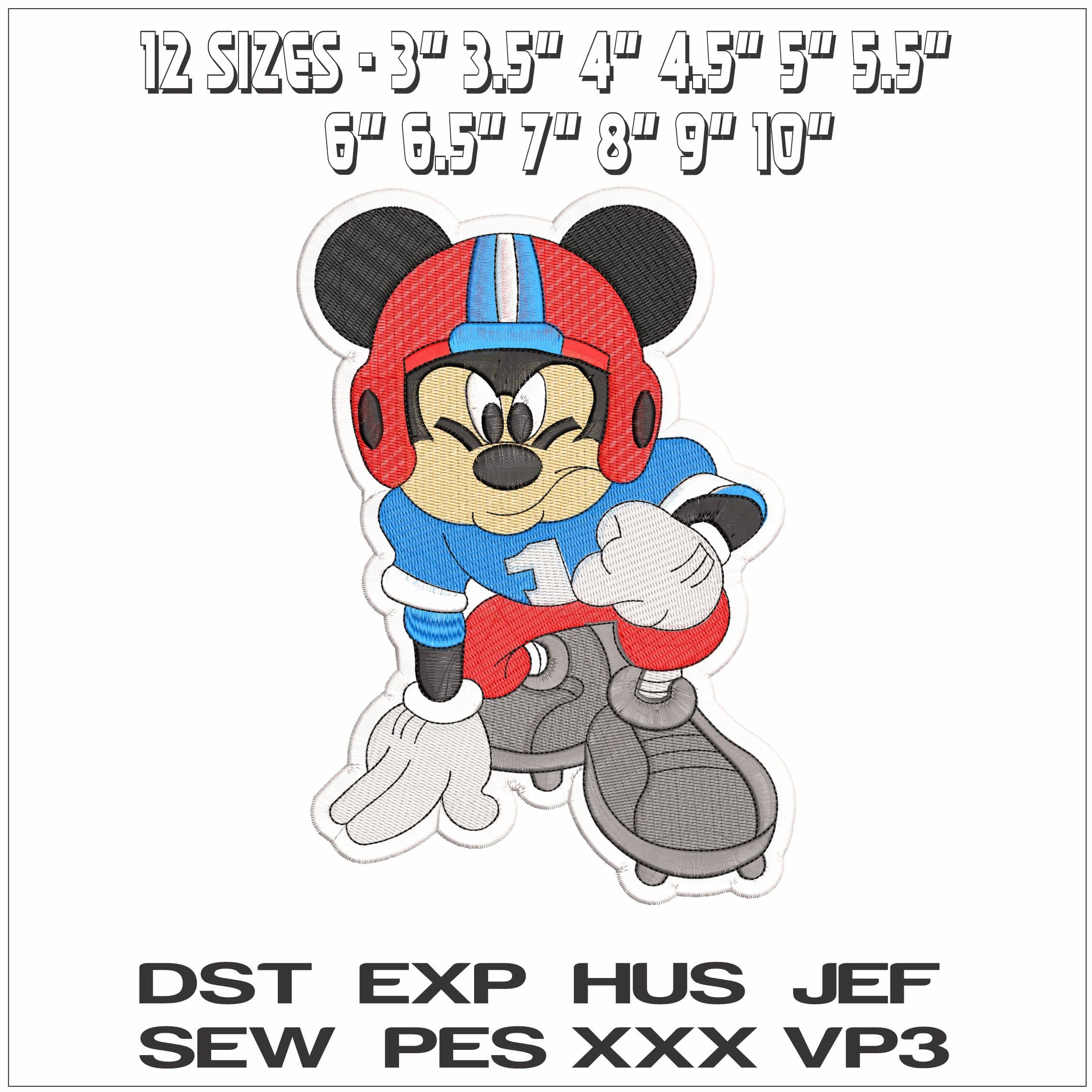 Mickey Mouse NFL Football - Elegant embroidery design file - instant download — view 2
