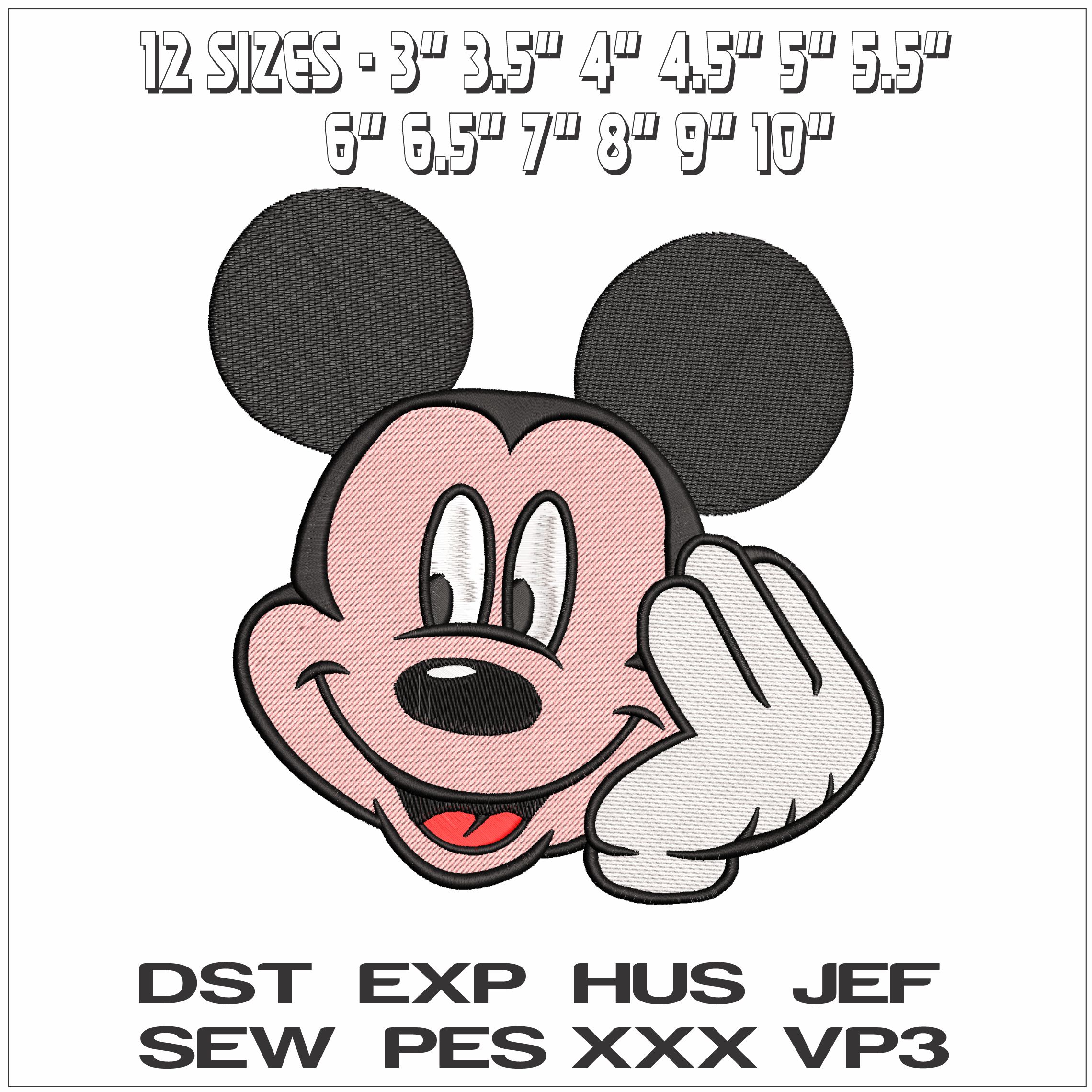 Mickey Mouse Resting on Hand - Elegant embroidery design file - instant download — view 2