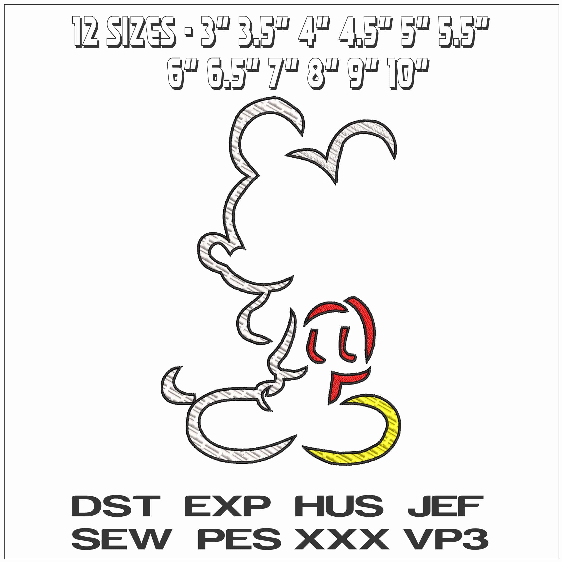 Mickey Mouse Shilouette  - Elegant embroidery design file - instant download — view 2