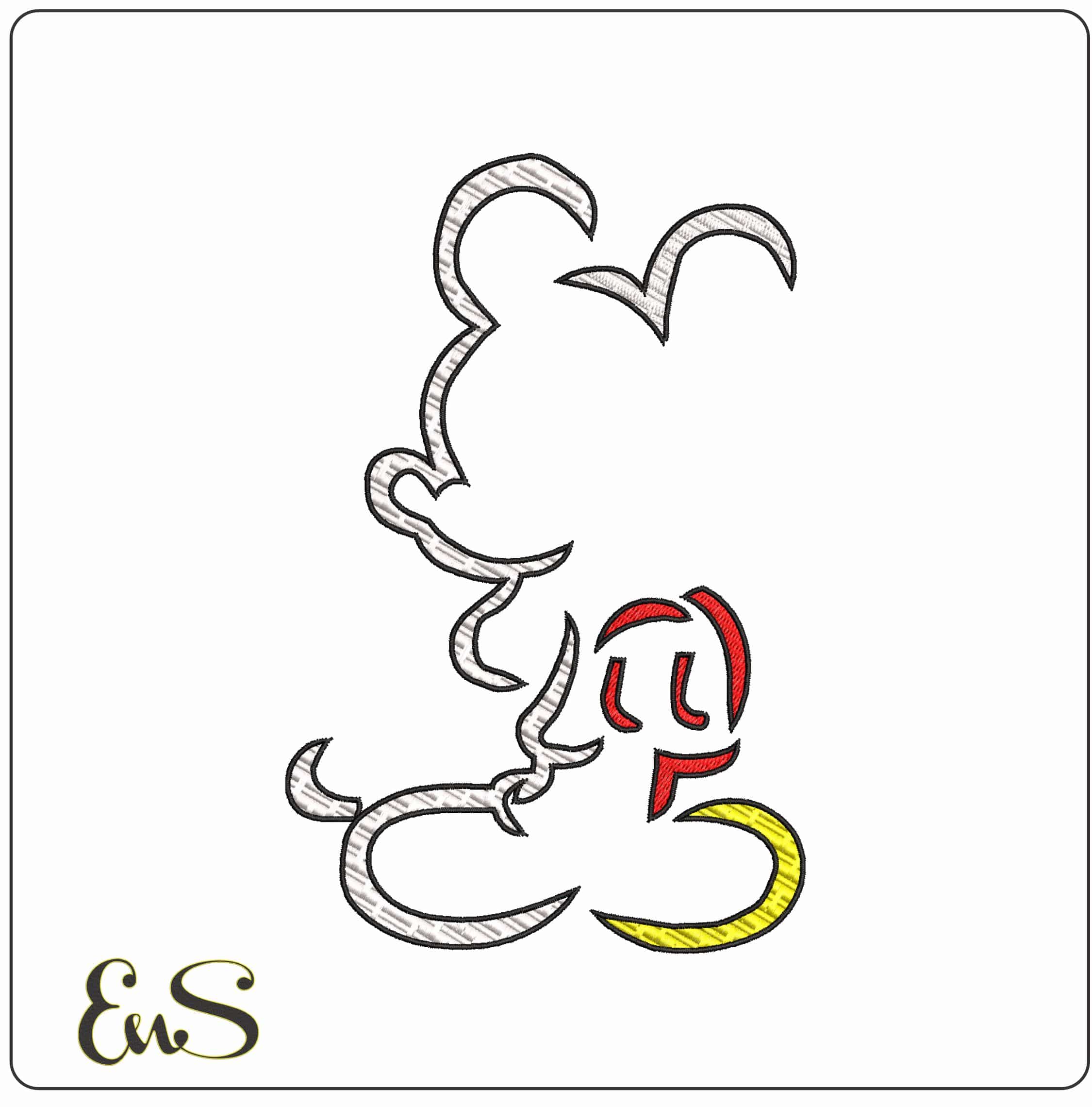 Mickey Mouse Shilouette  - Elegant embroidery design file - instant download