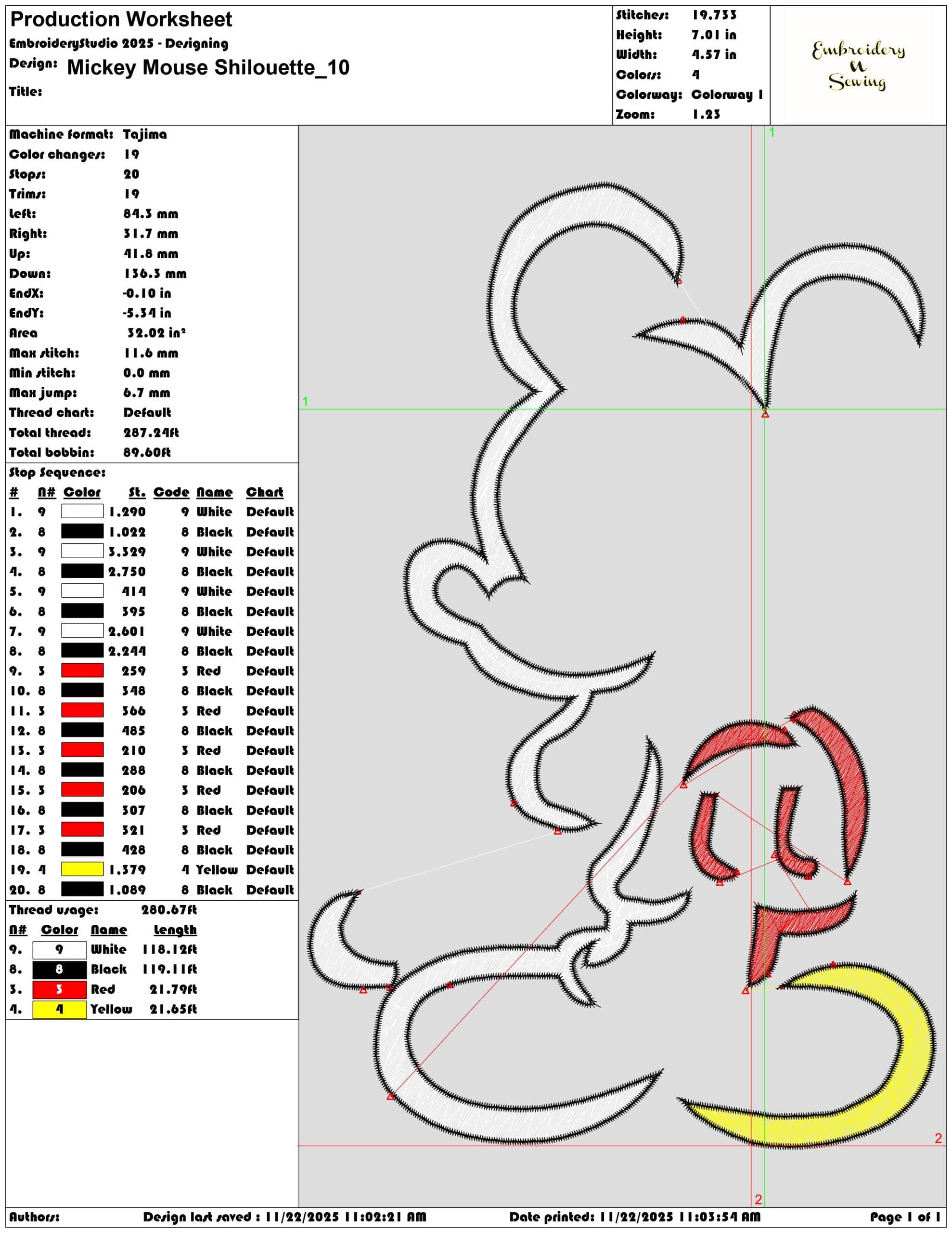 Mickey Mouse Shilouette  - Elegant embroidery design file - instant download — view 3