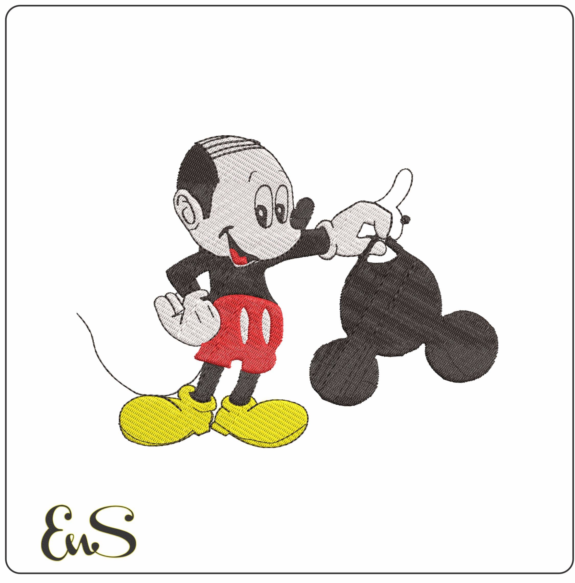 Mickey Mouse with Ears Off  - Elegant embroidery design file - instant download