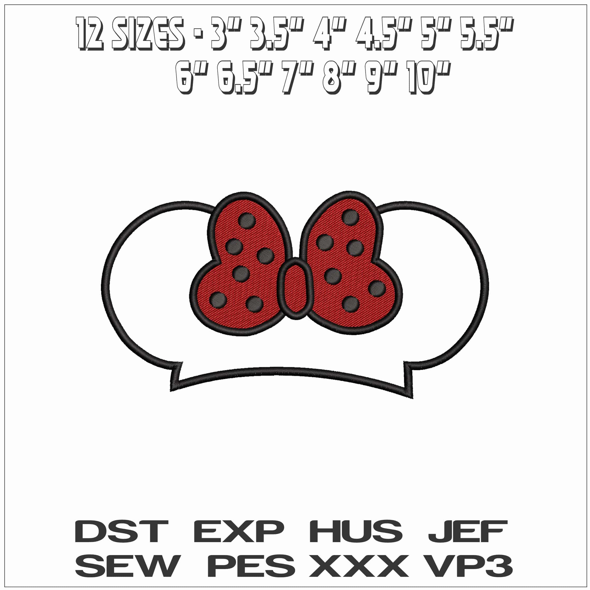Minnie Mouse Ears Outline - Elegant embroidery design file - instant download — view 2