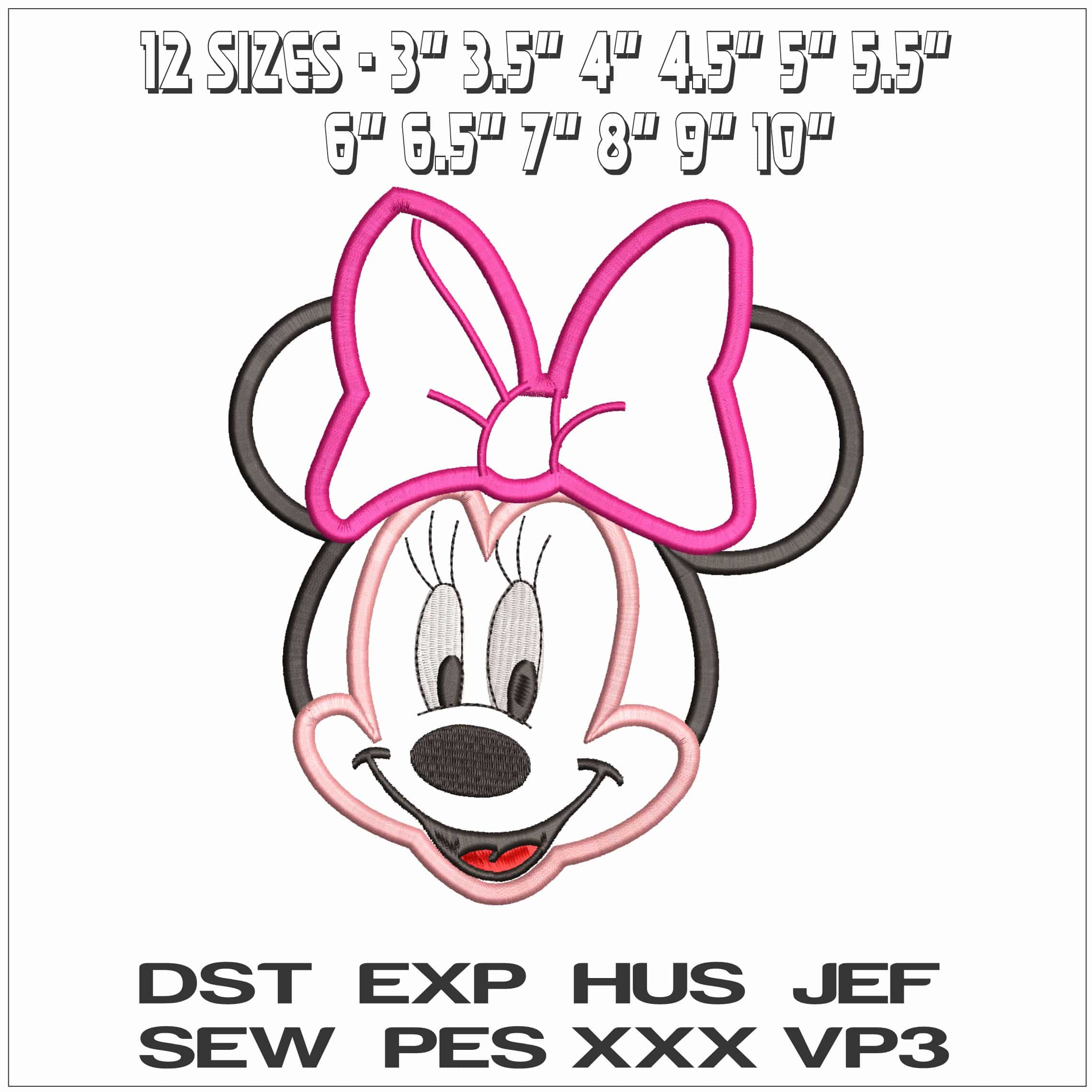 Minnie Mouse Head Applique - Elegant embroidery design file - instant download — view 2