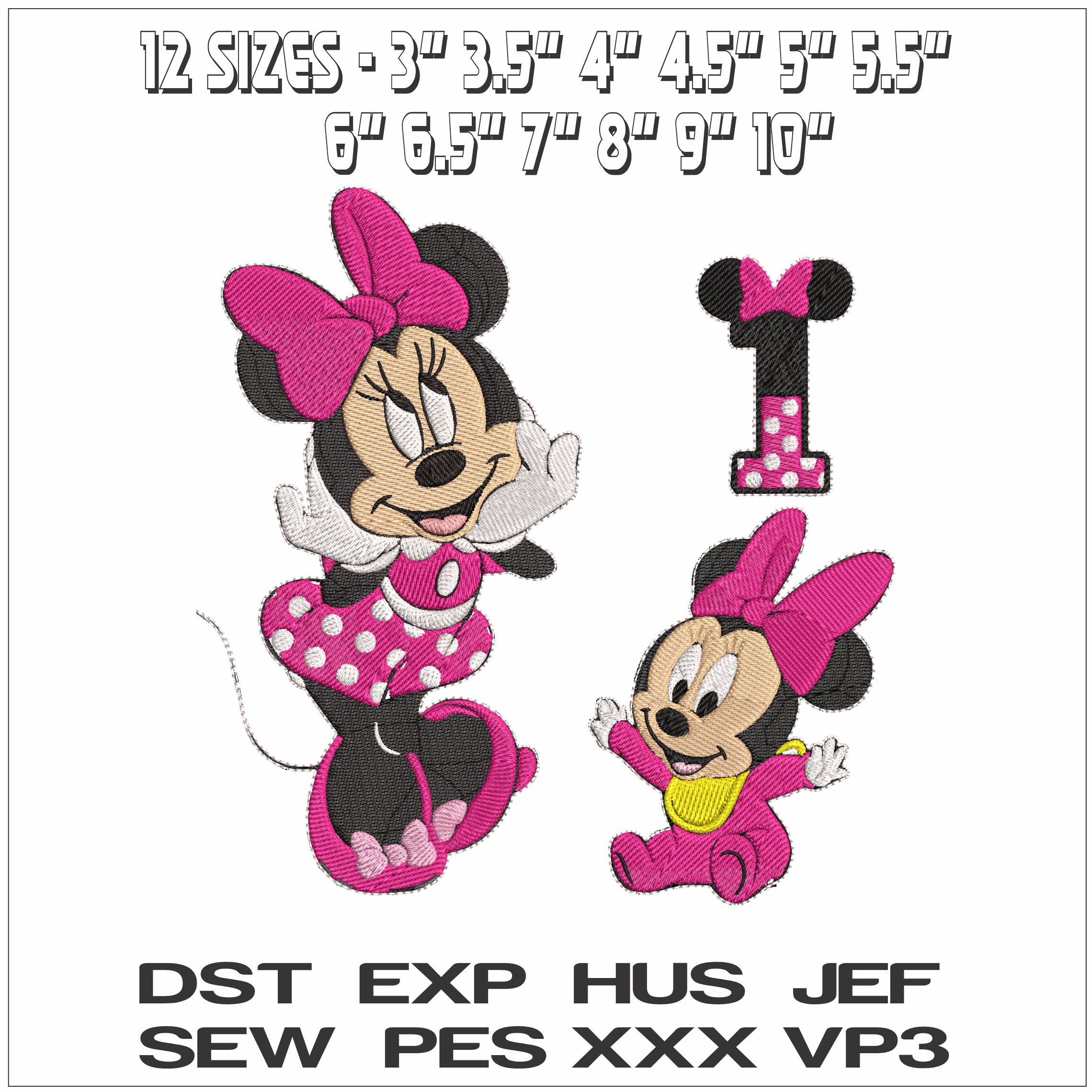 Minnie with Baby - Elegant embroidery design file - instant download — view 2