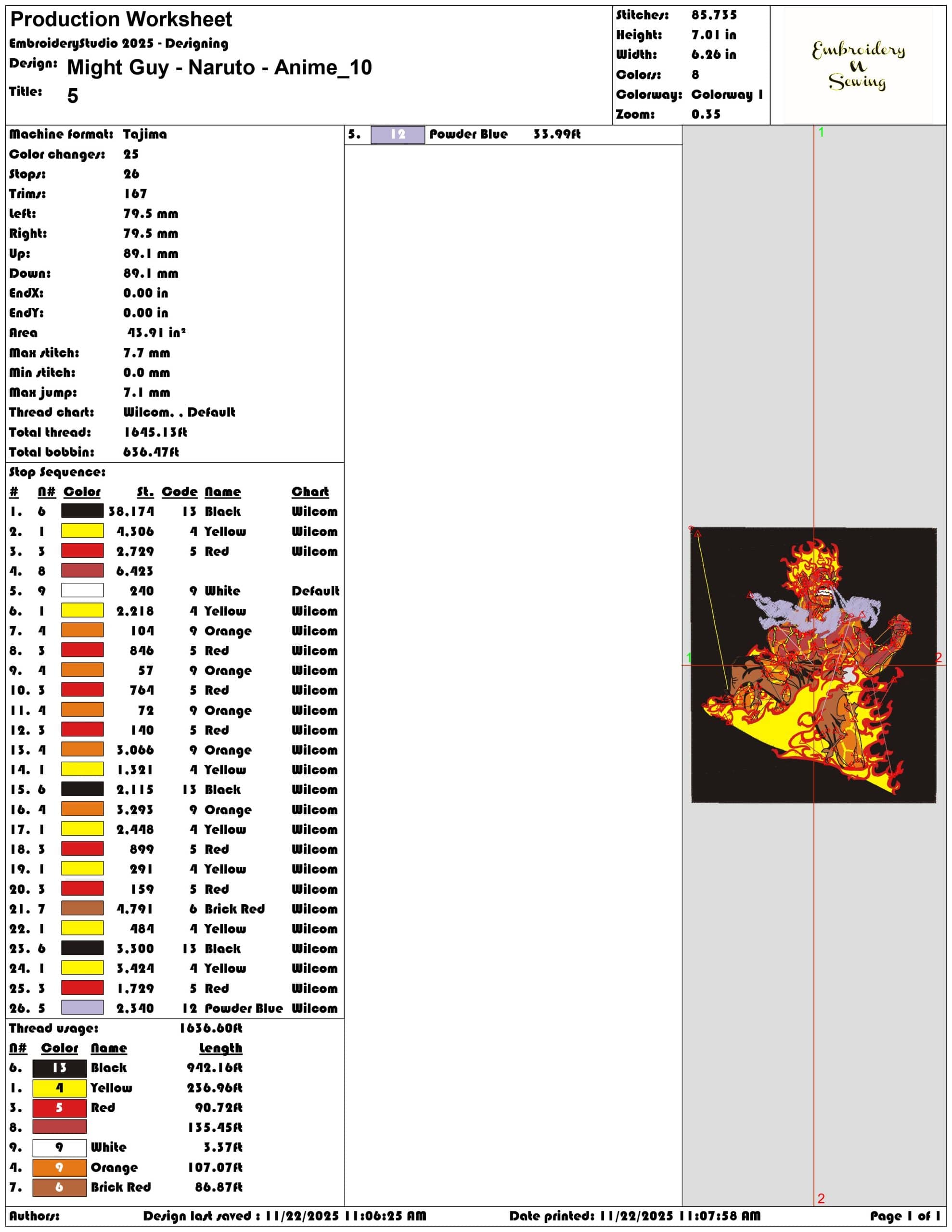 Might Guy Naruto Anime - Elegant embroidery design file - instant download — view 3