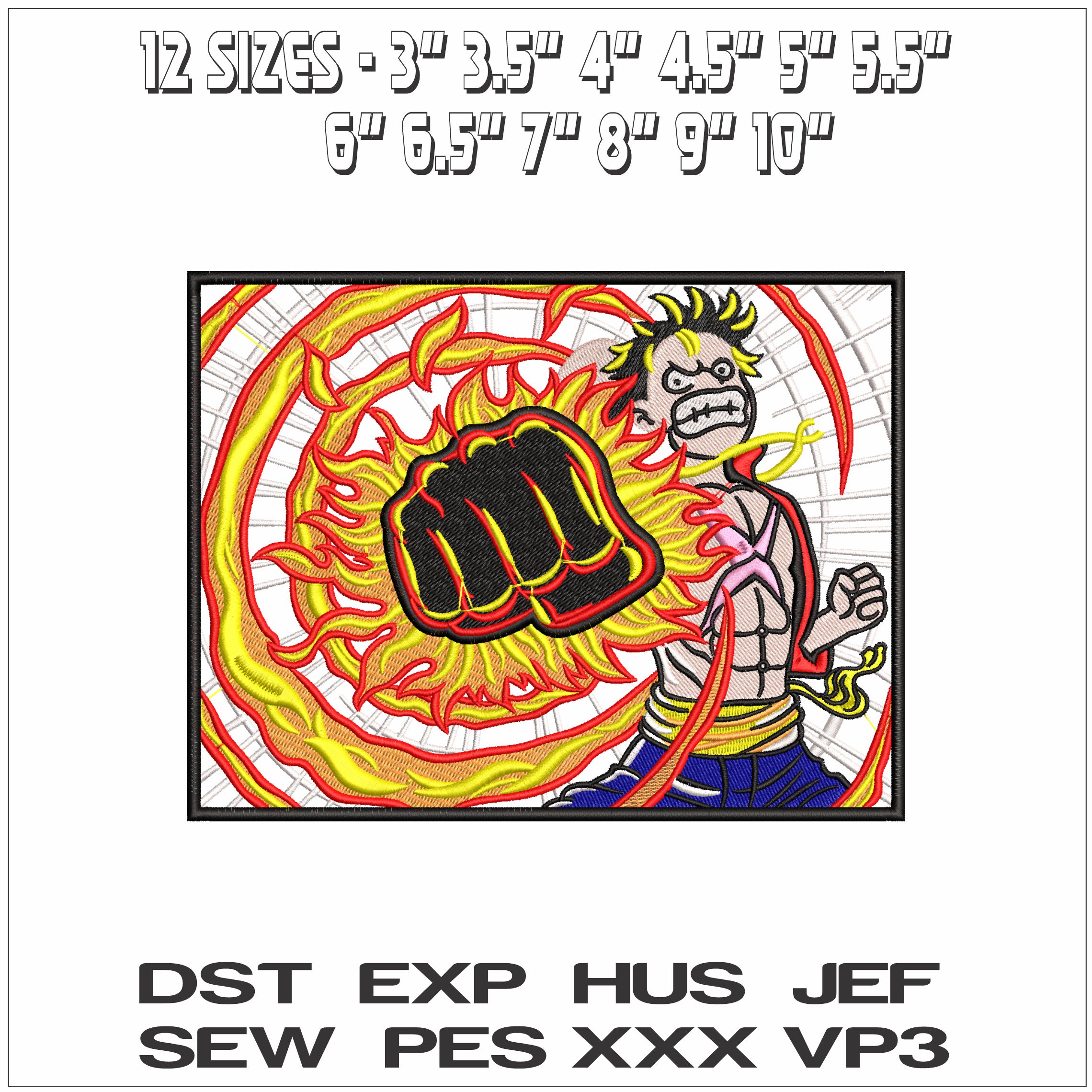 Monkey d Luffy Boundman Anime - Elegant embroidery design file - instant download — view 2