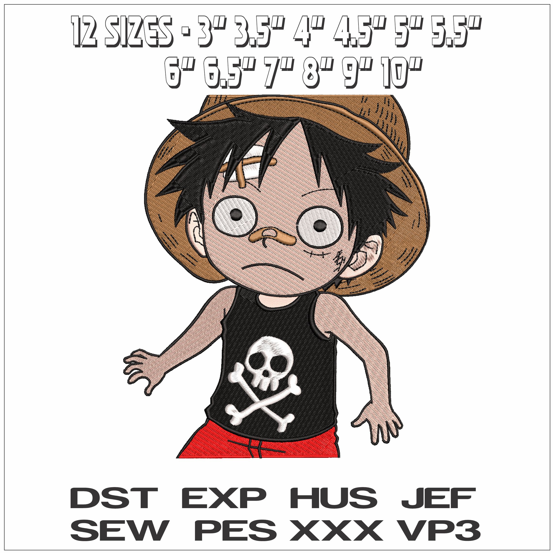 Monkey D Luffy Square One Piece Anime - Elegant embroidery design file - instant download — view 2