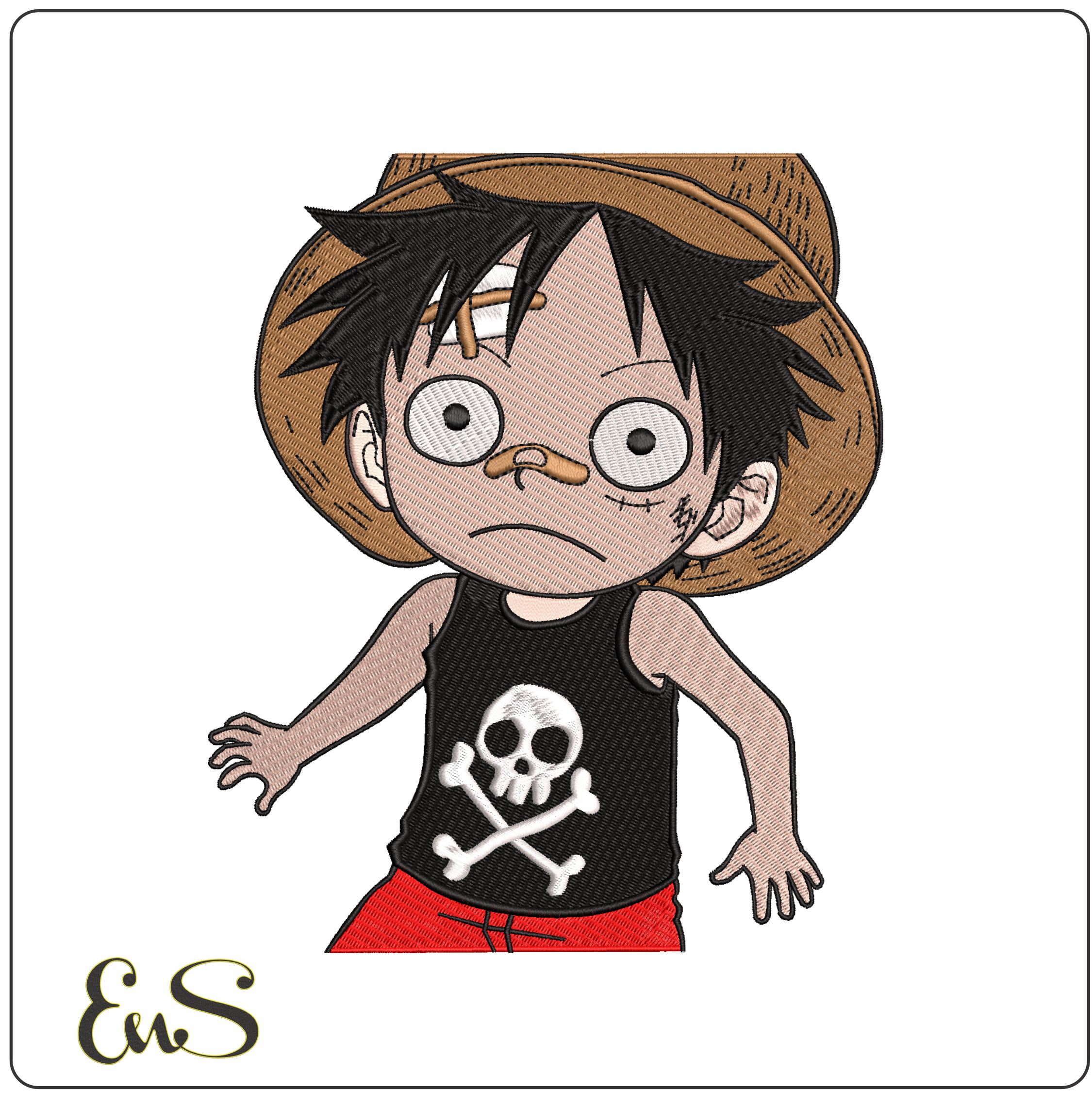 Monkey D Luffy Square One Piece Anime - Elegant embroidery design file - instant download