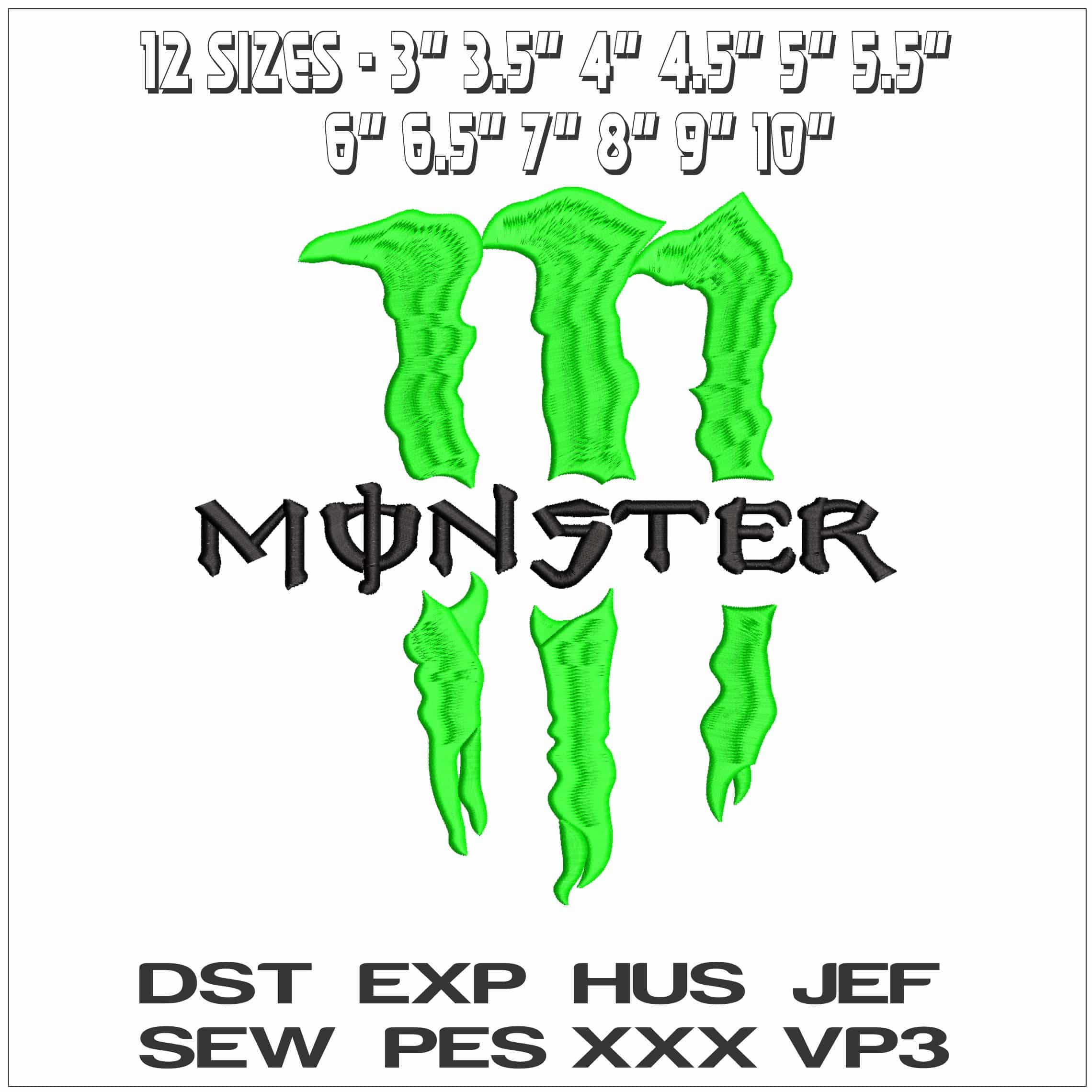 Monster M logo - Elegant embroidery design file - instant download — view 2
