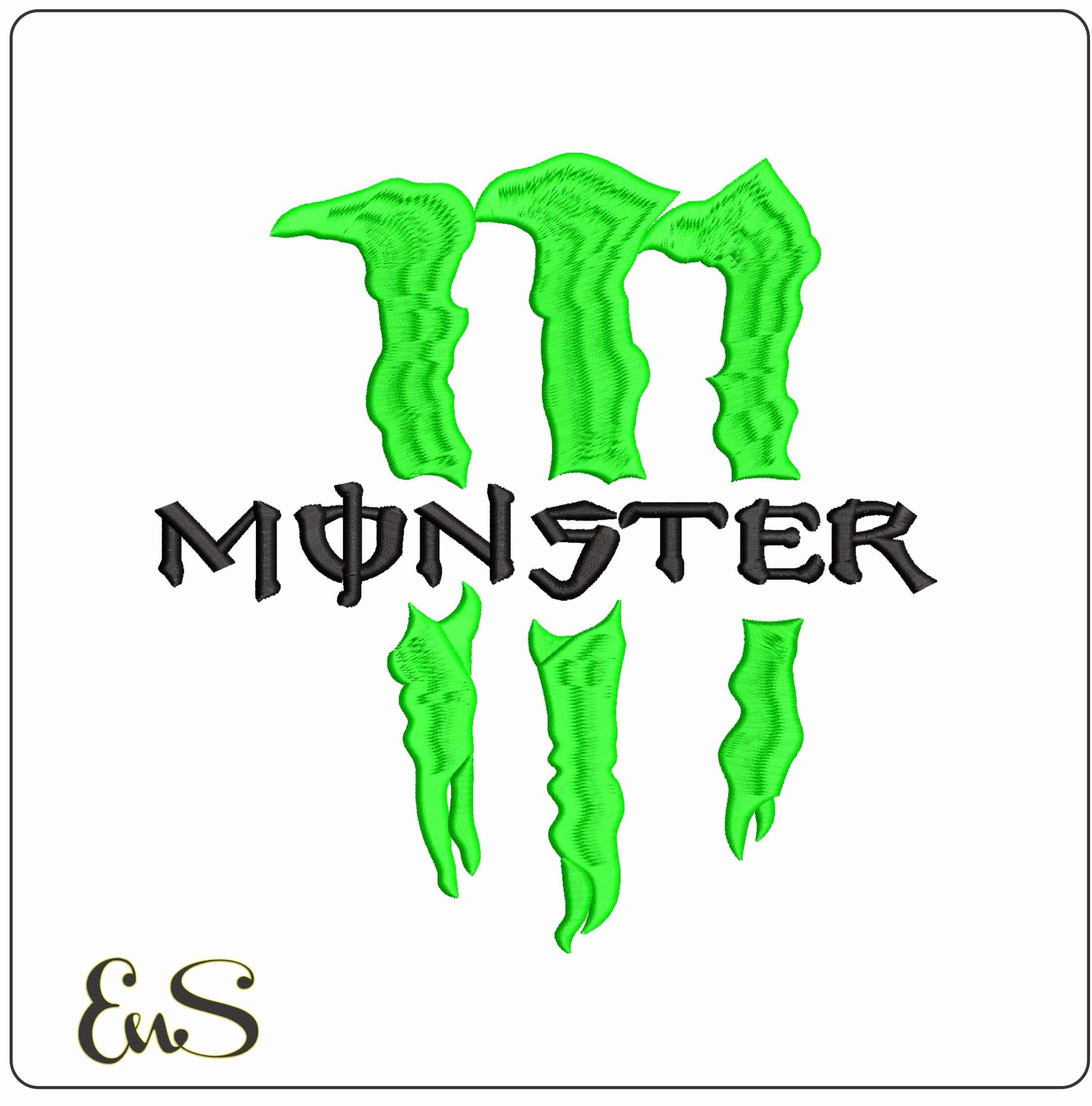 Monster M logo - Elegant embroidery design file - instant download