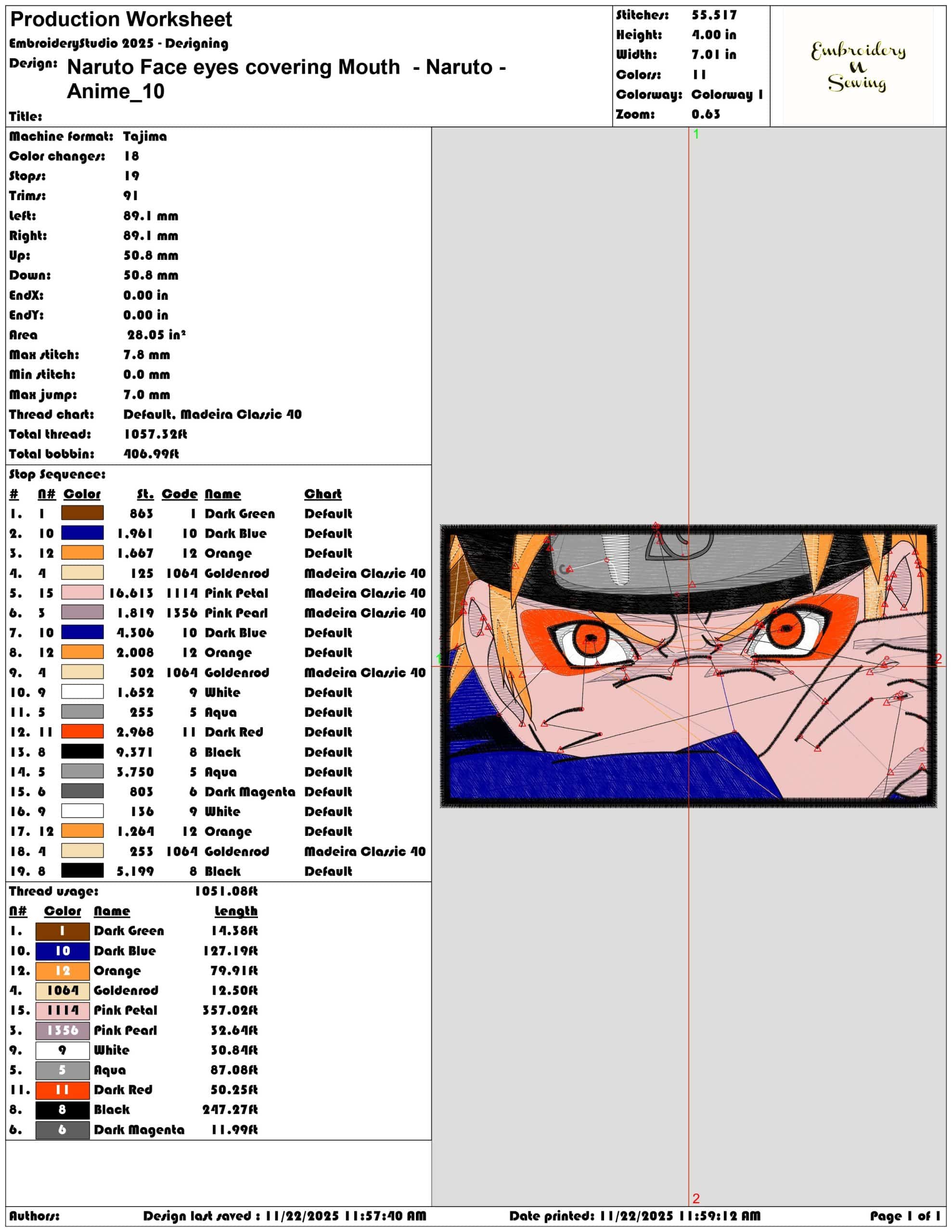 Naruto Face eyes covering Mouth Naruto Anime- Elegant embroidery design file - instant download — view 3