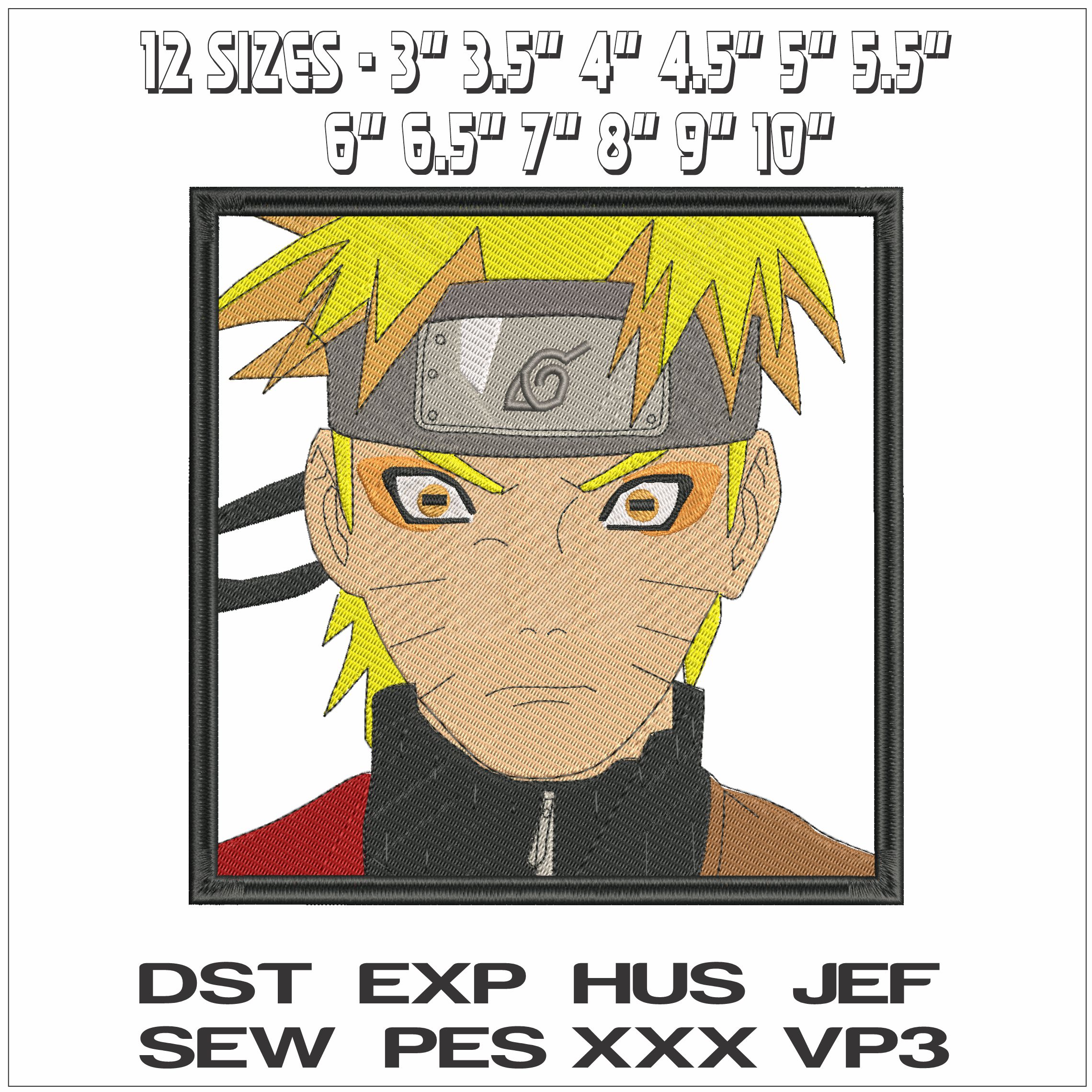 Naruto Face Frowning Naruto Anime- Elegant embroidery design file - instant download — view 2