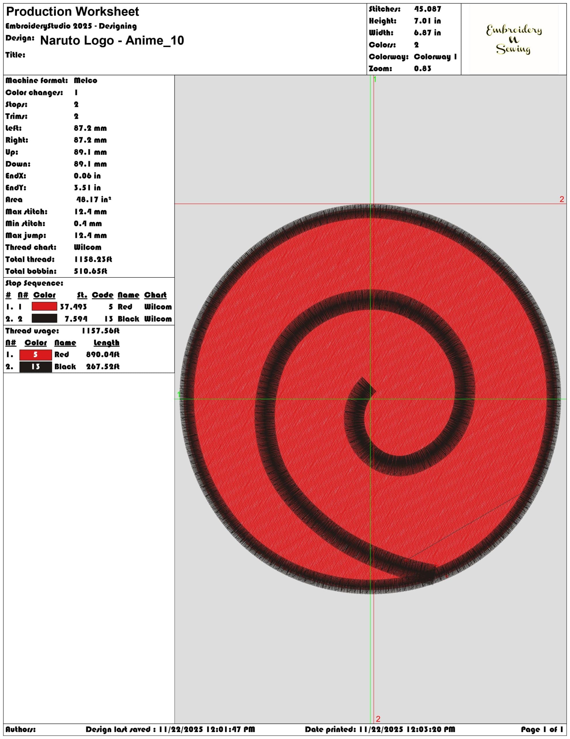 Naruto Logo Anime- Elegant embroidery design file - instant download — view 3