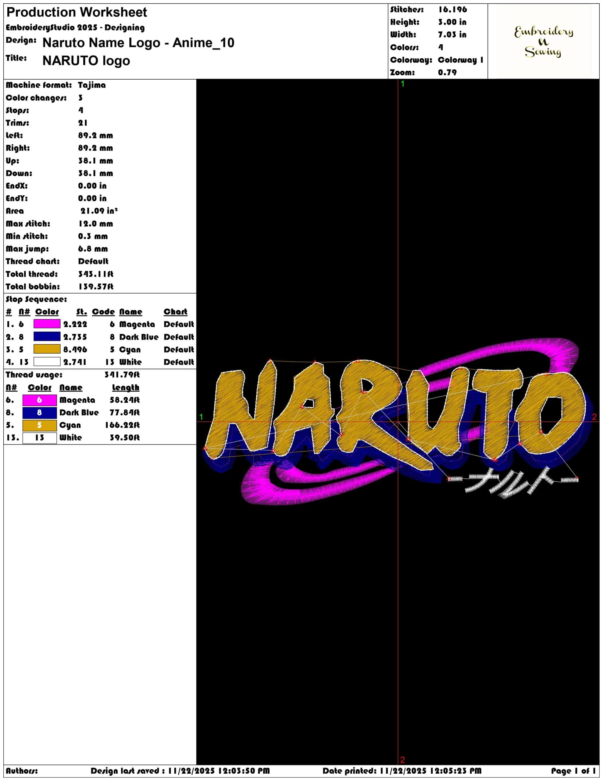 Naruto Name Logo Anime- Elegant embroidery design file - instant download — view 3