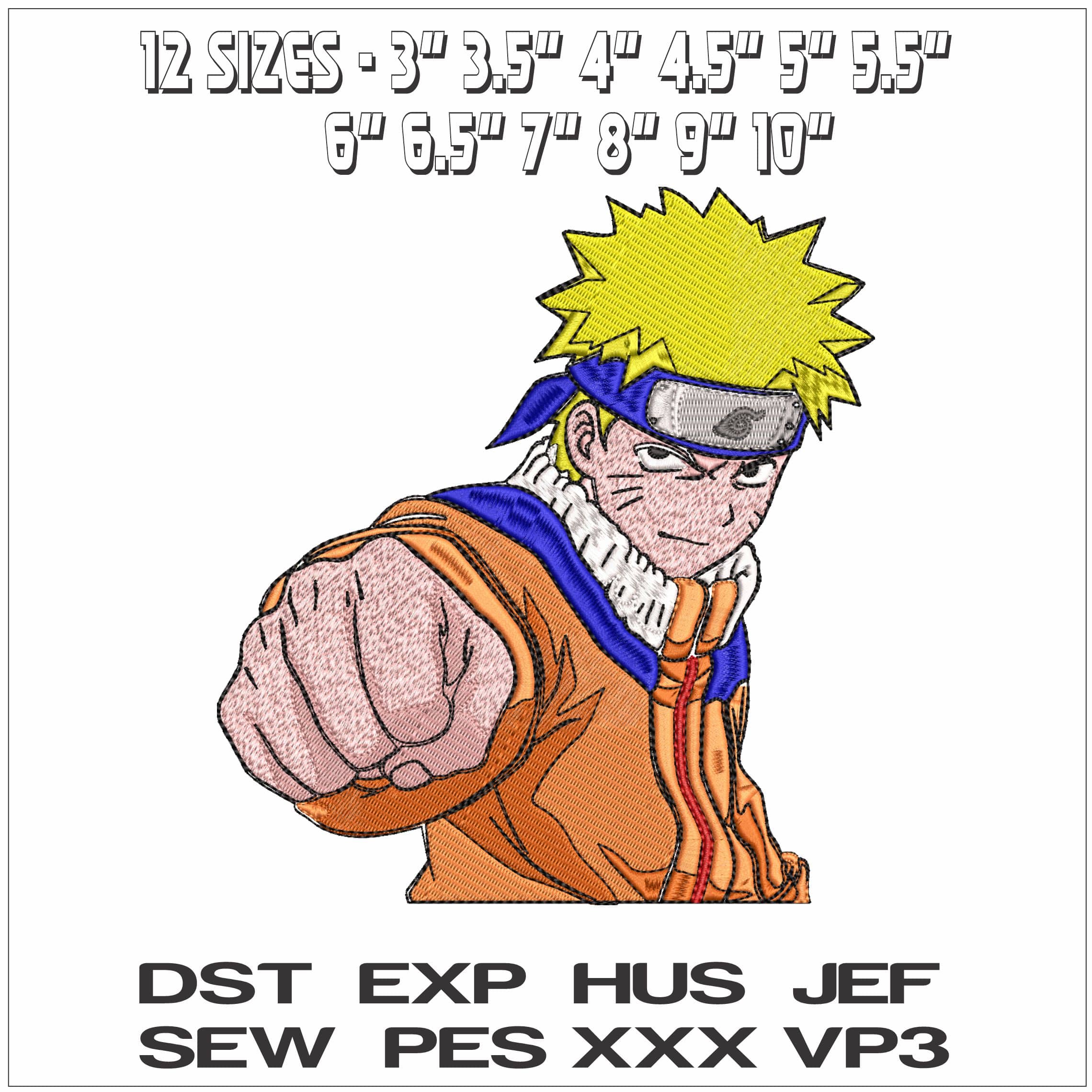 Naruto Testing Punch Naruto Anime- Elegant embroidery design file - instant download — view 2