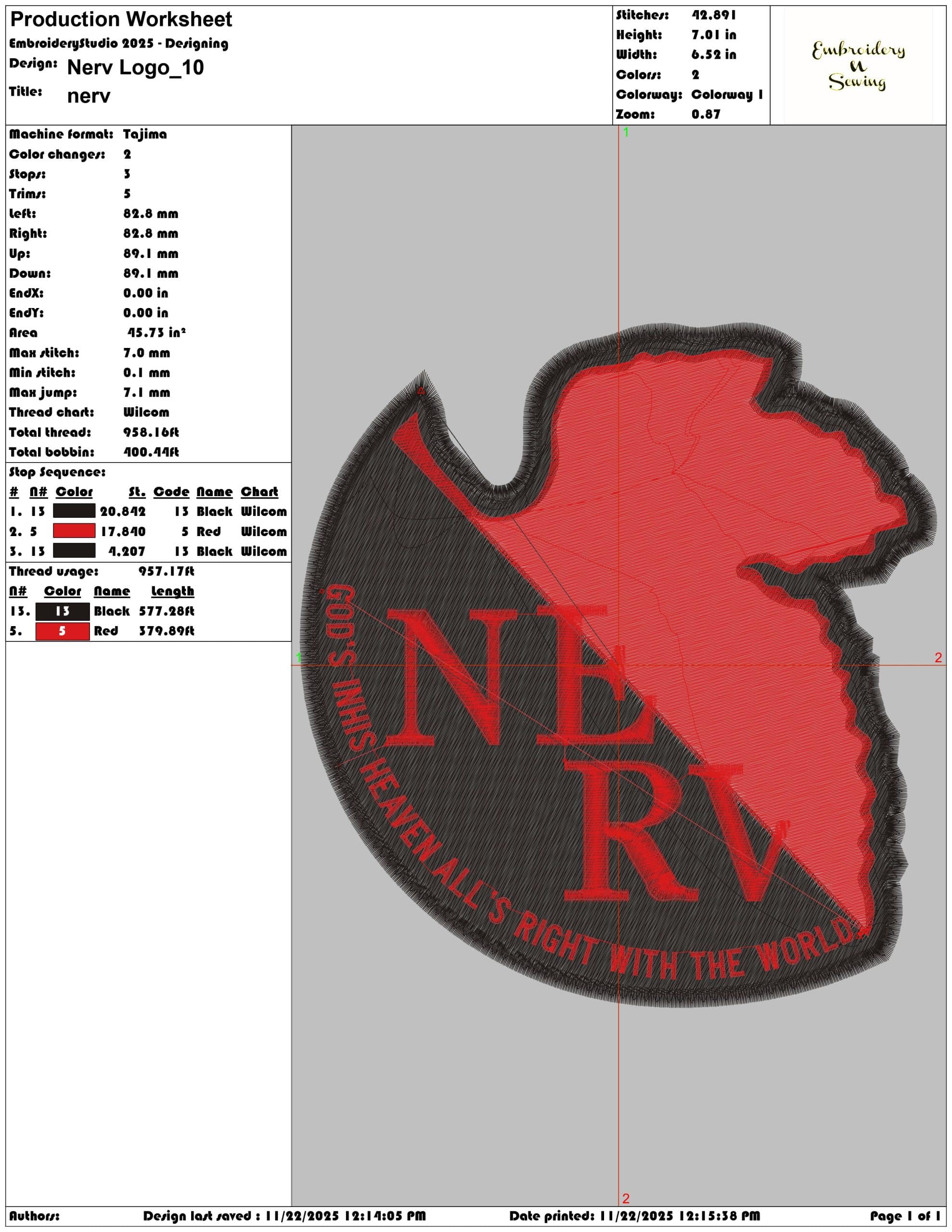Nerv Logo- Elegant embroidery design file - instant download — view 3