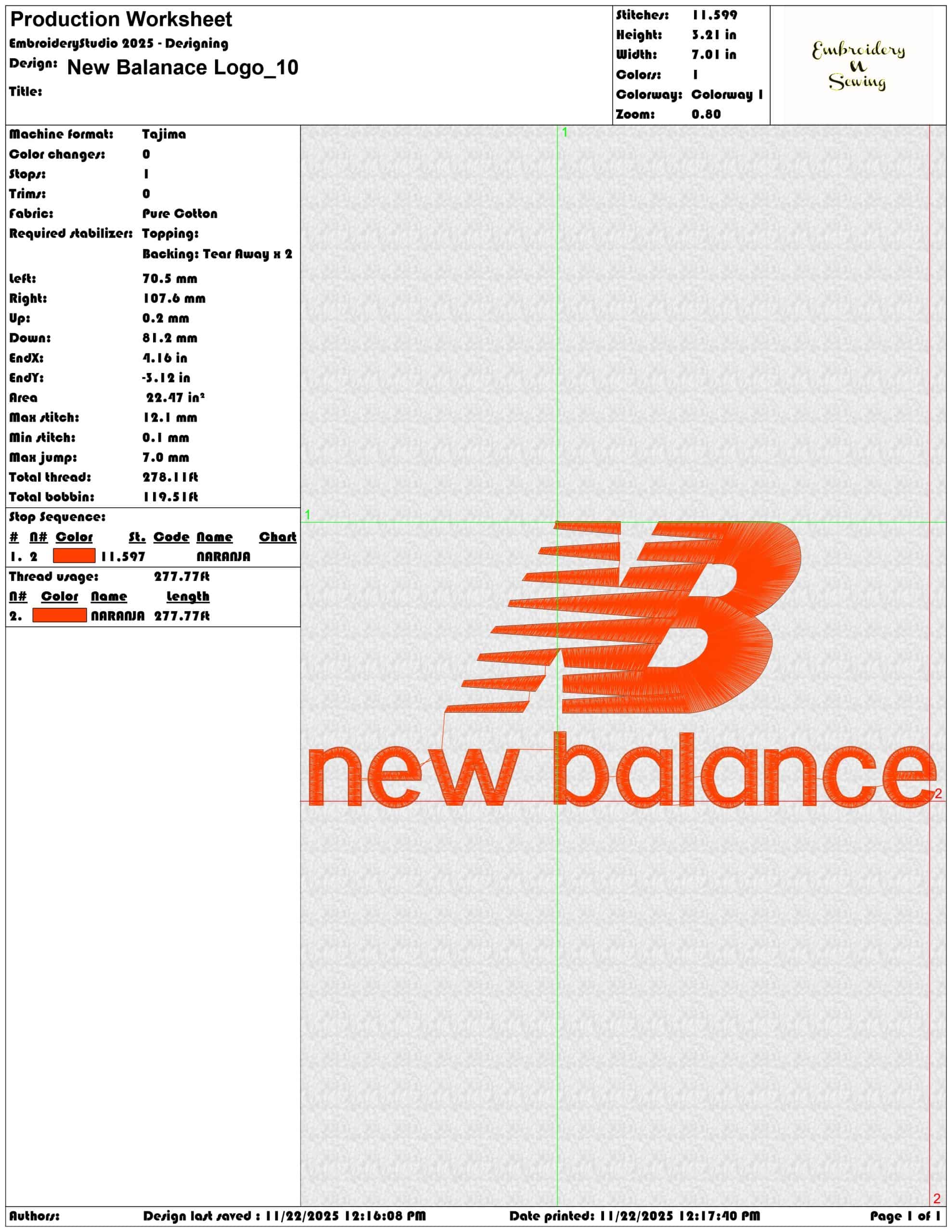 New Balanace Logo- Elegant embroidery design file - instant download — view 3