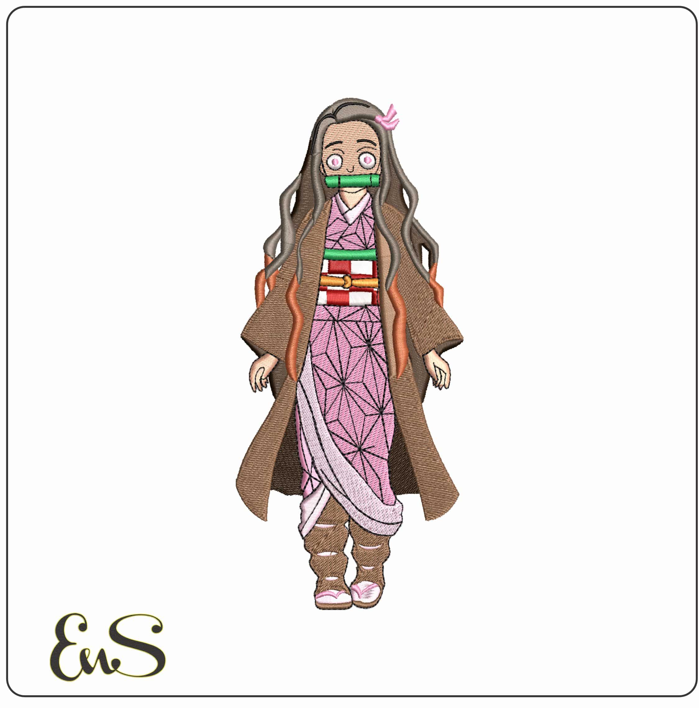 Nezuko Kamado full body Demon Slayer Anime- Elegant embroidery design file - instant download