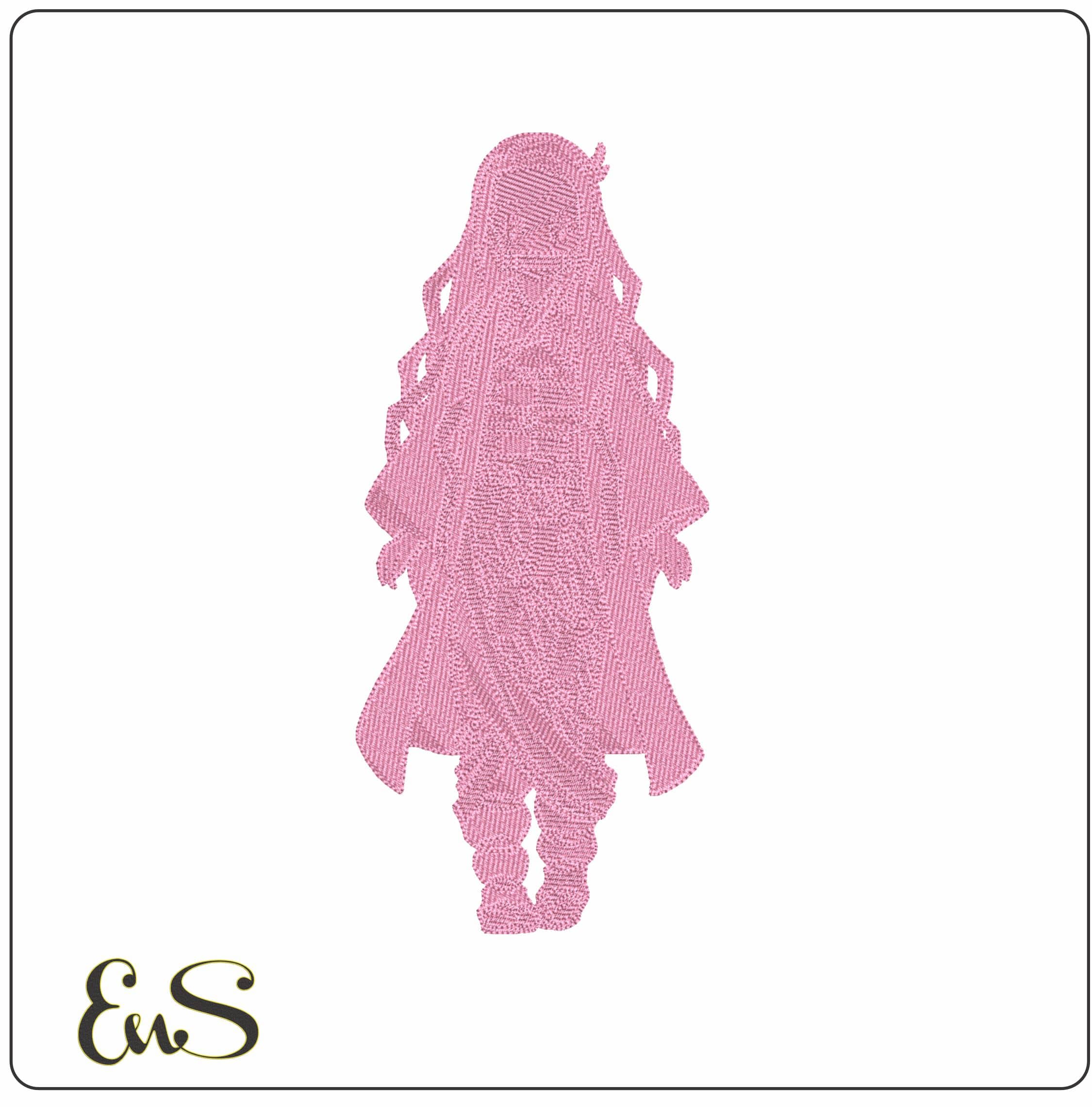 Nezuko Kamado single Color Demon Slayer Anime- Elegant embroidery design file - instant download