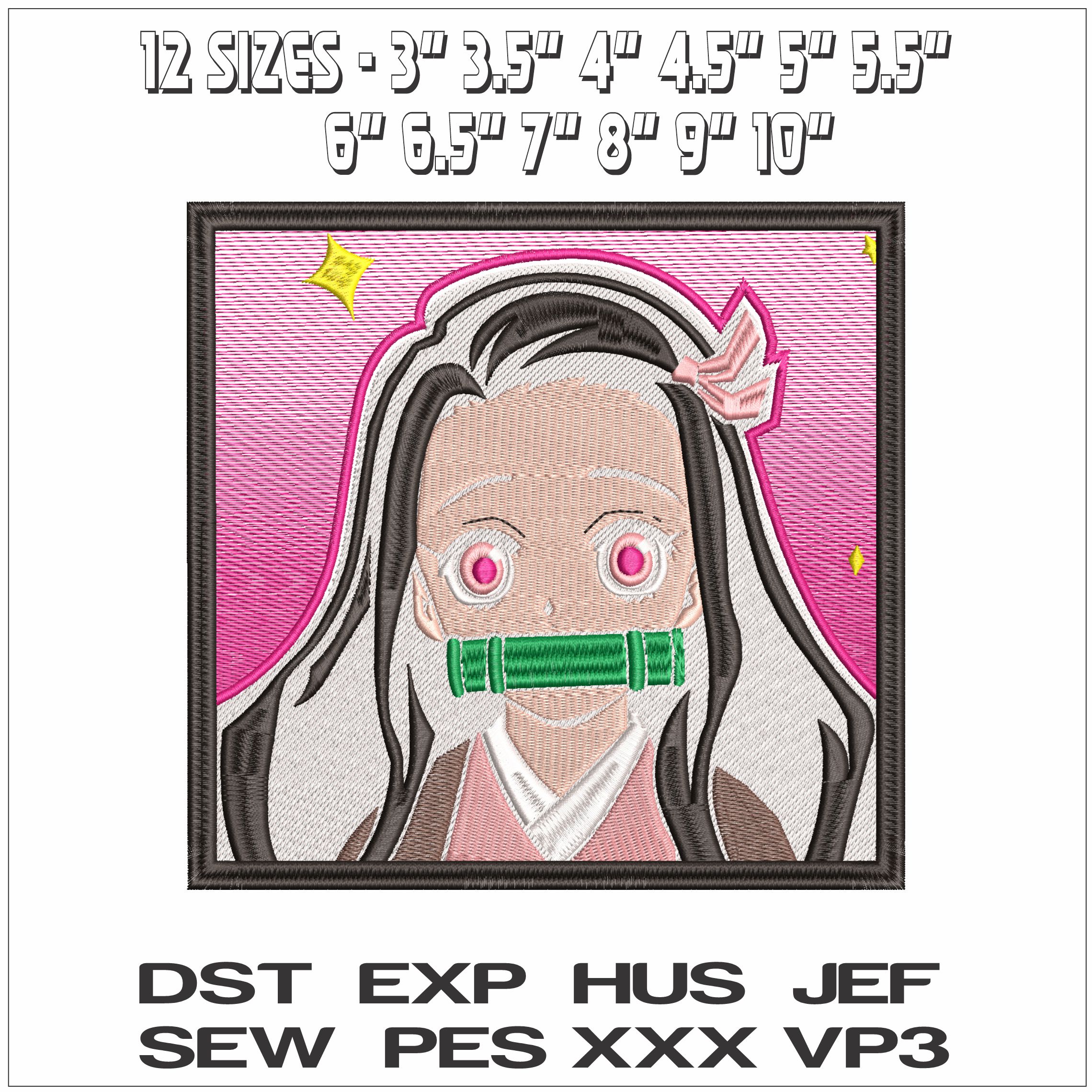 Nezuko Kamado Stylised Demon Slayer Anime- Elegant embroidery design file - instant download — view 2
