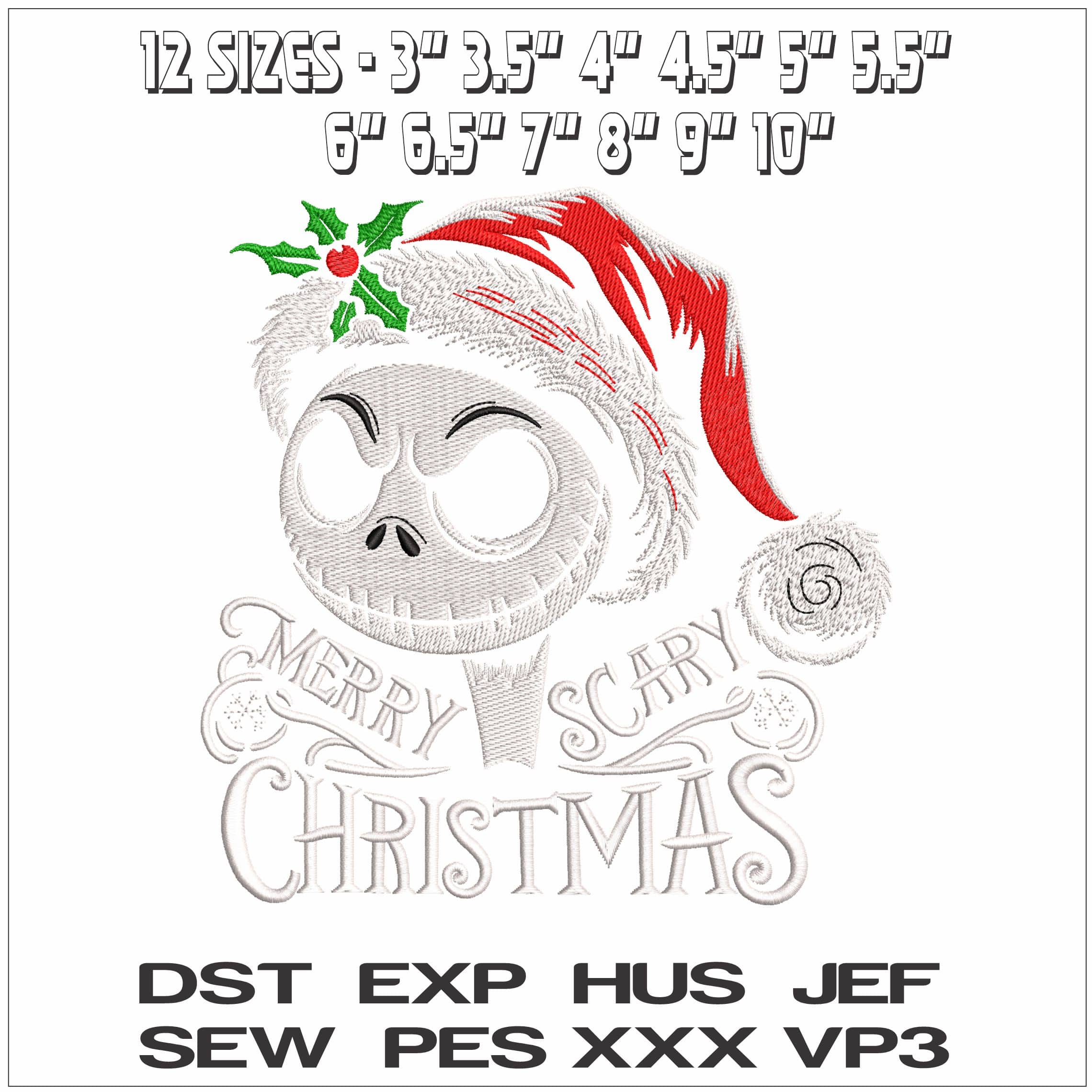 Nightmare before Xmas Head with writing- Elegant embroidery design file - instant download — view 2