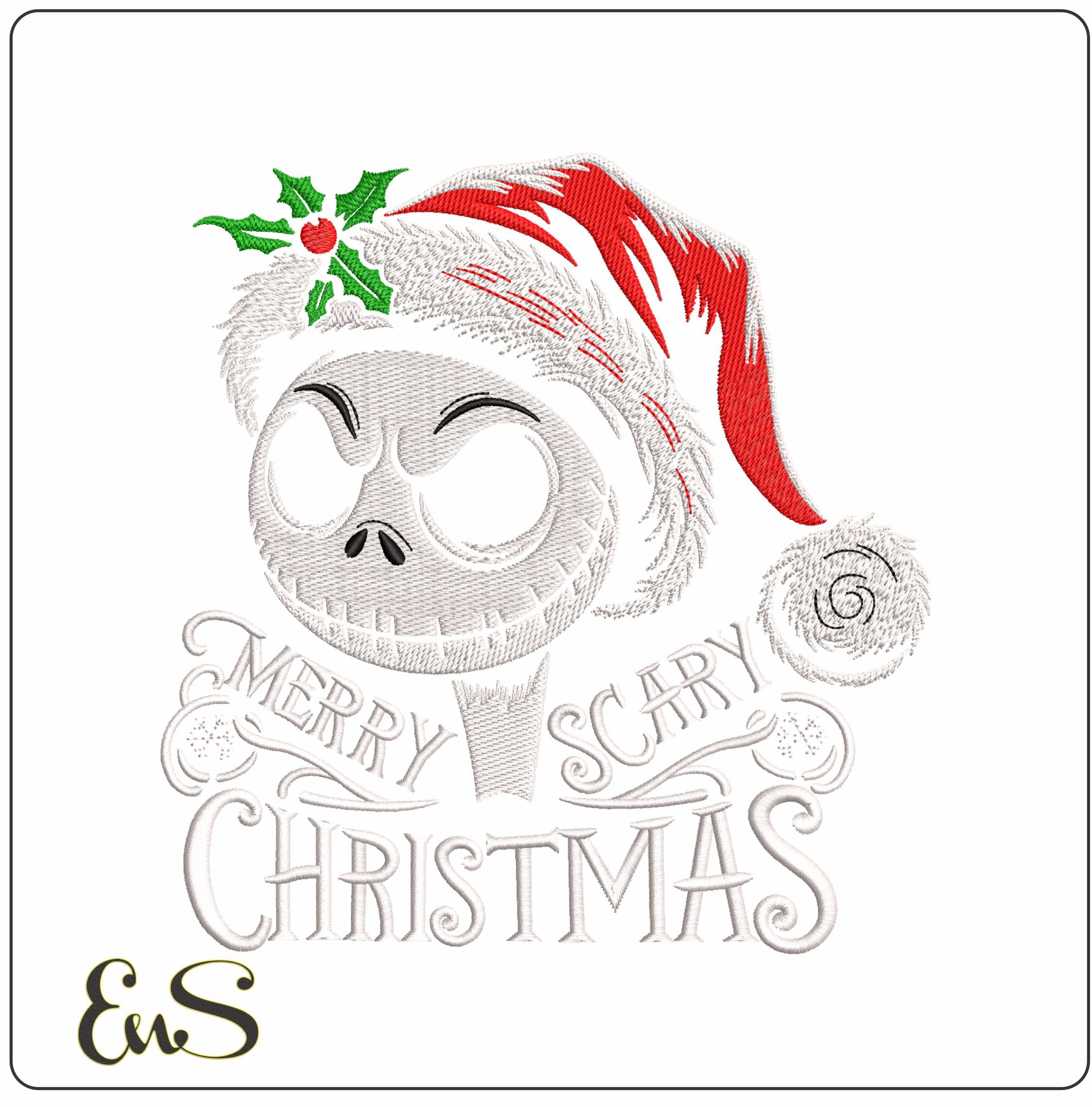 Nightmare before Xmas Head with writing- Elegant embroidery design file - instant download