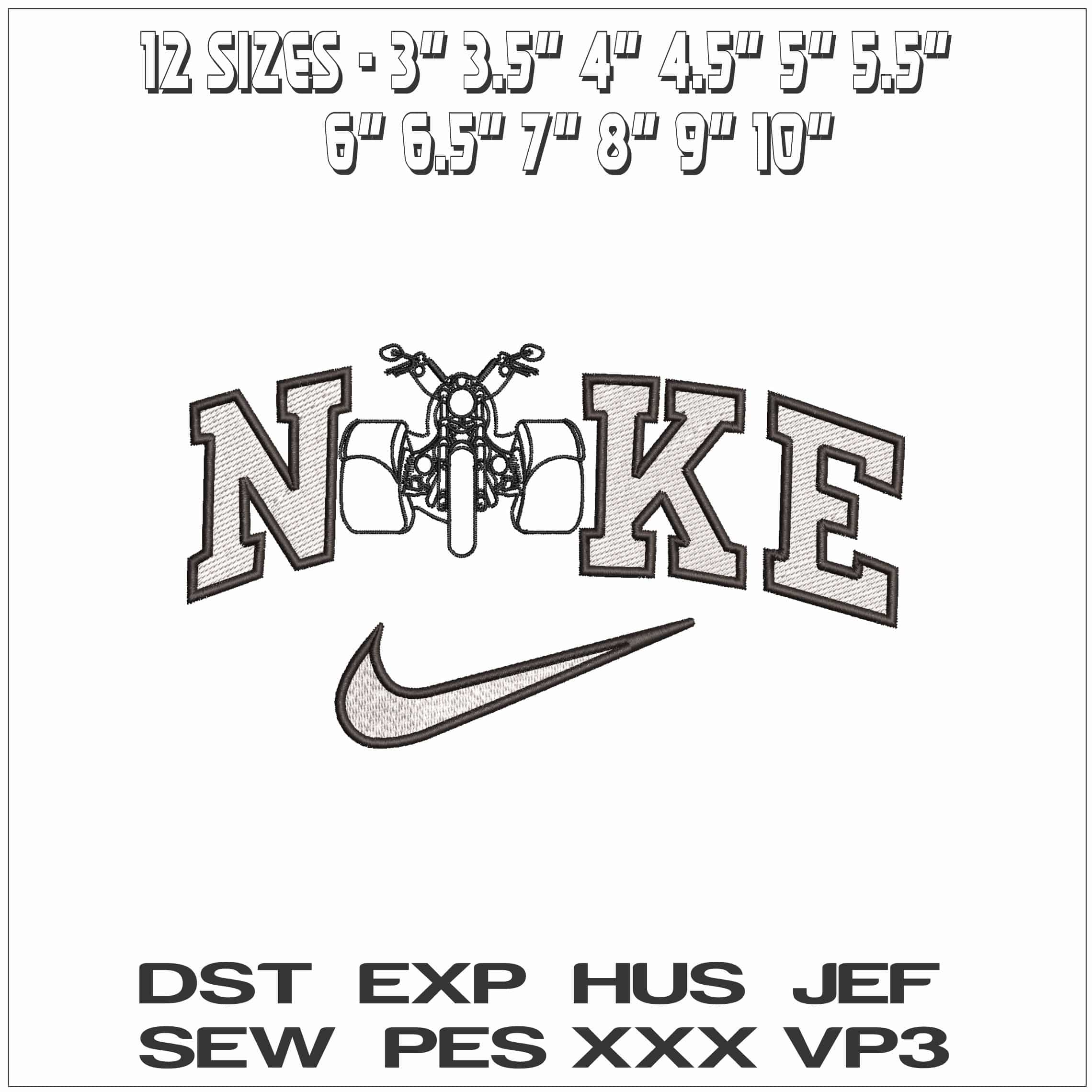 Nike 3 Wheel Trike- Elegant embroidery design file - instant download — view 2
