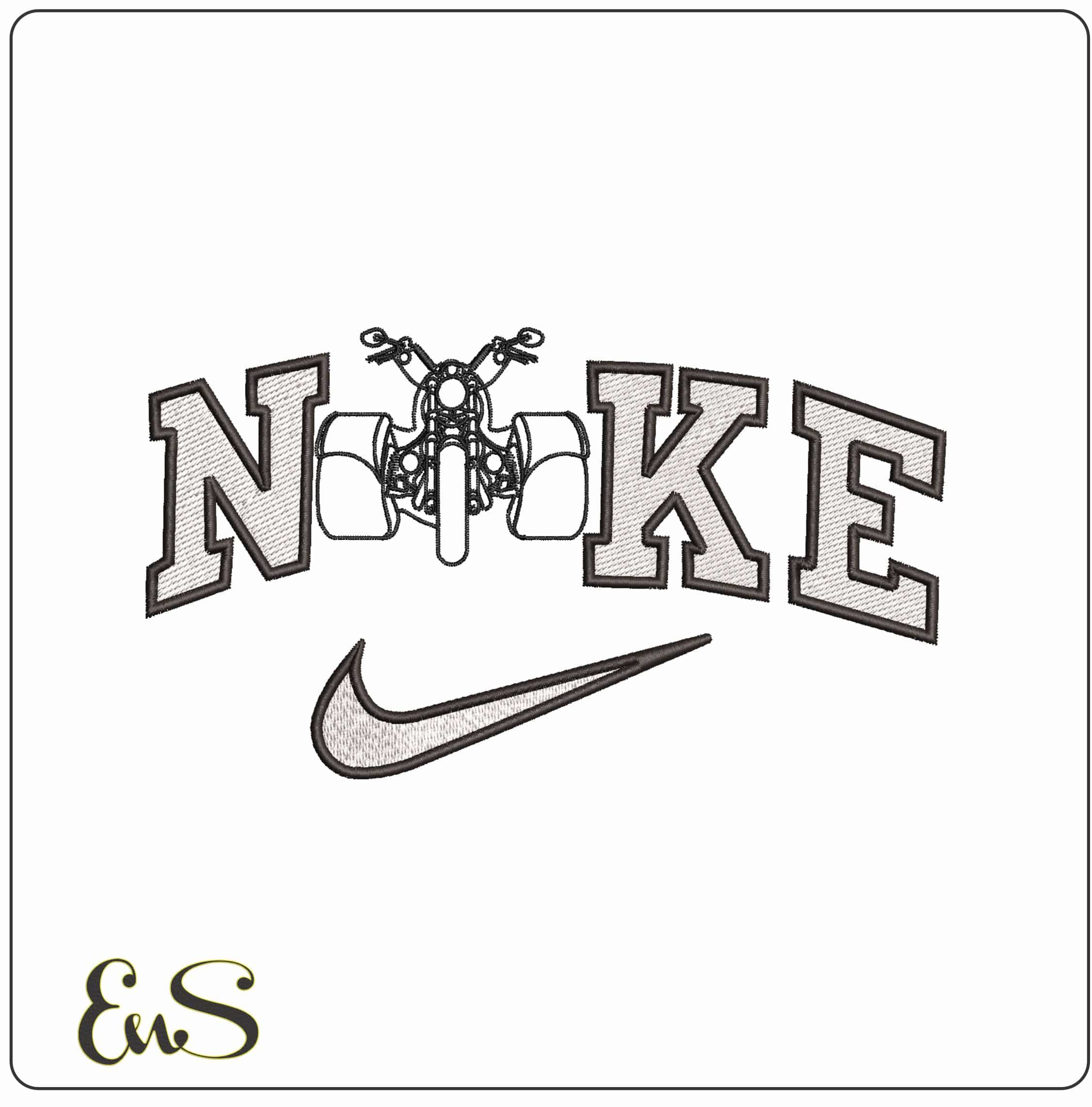 Nike 3 Wheel Trike- Elegant embroidery design file - instant download