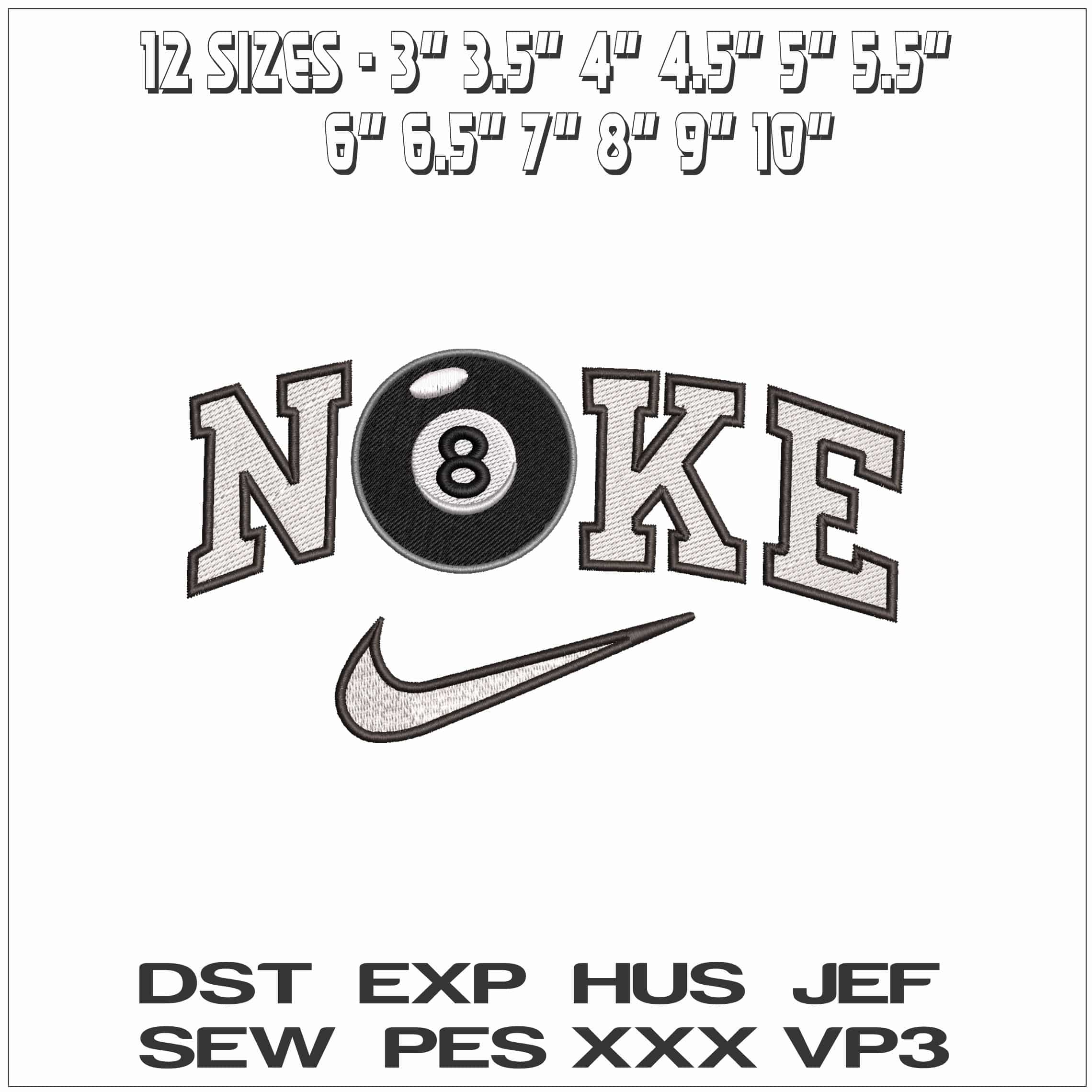 Nike 8 Ball- Elegant embroidery design file - instant download — view 2