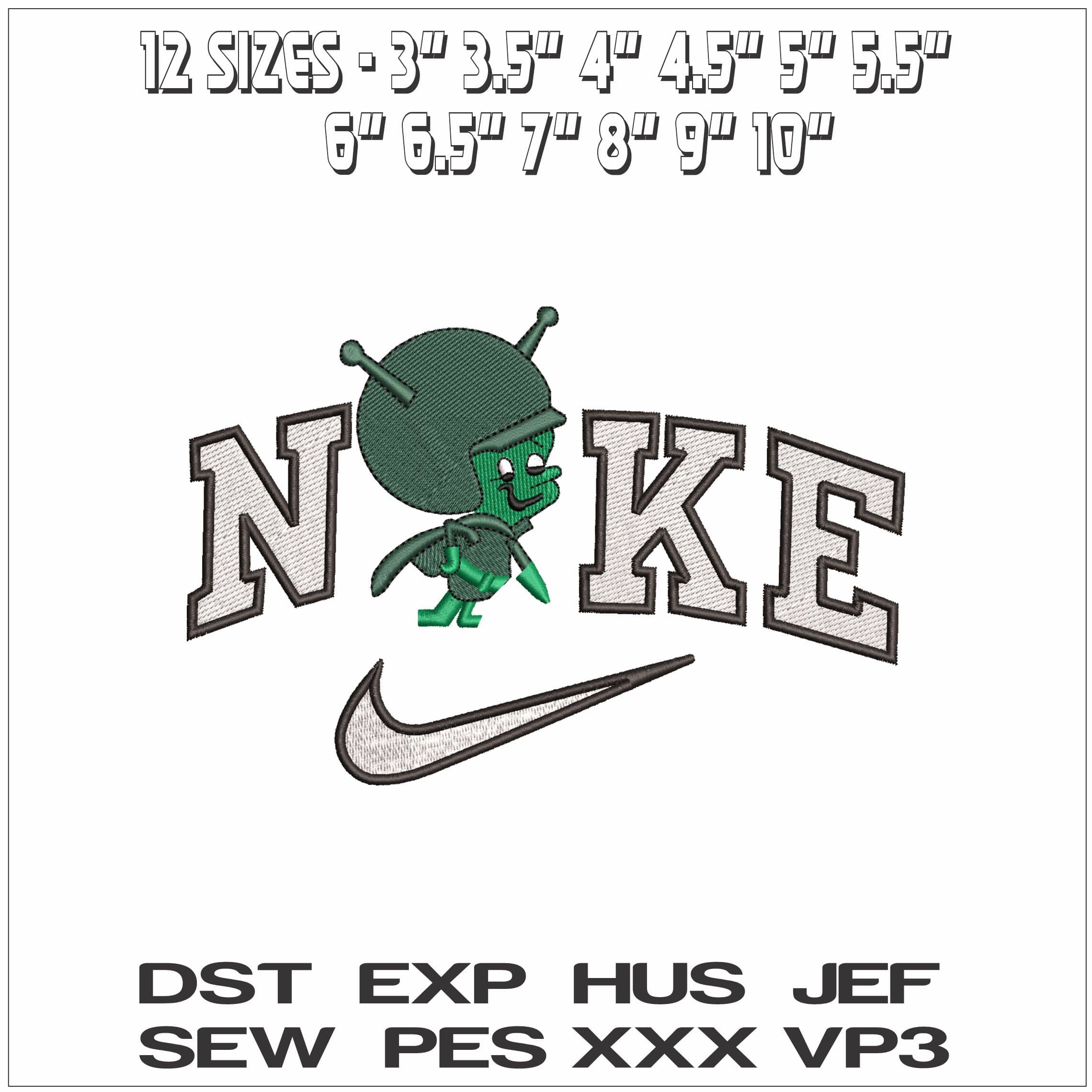 Nike Alien Ready to Charge- Elegant embroidery design file - instant download — view 2
