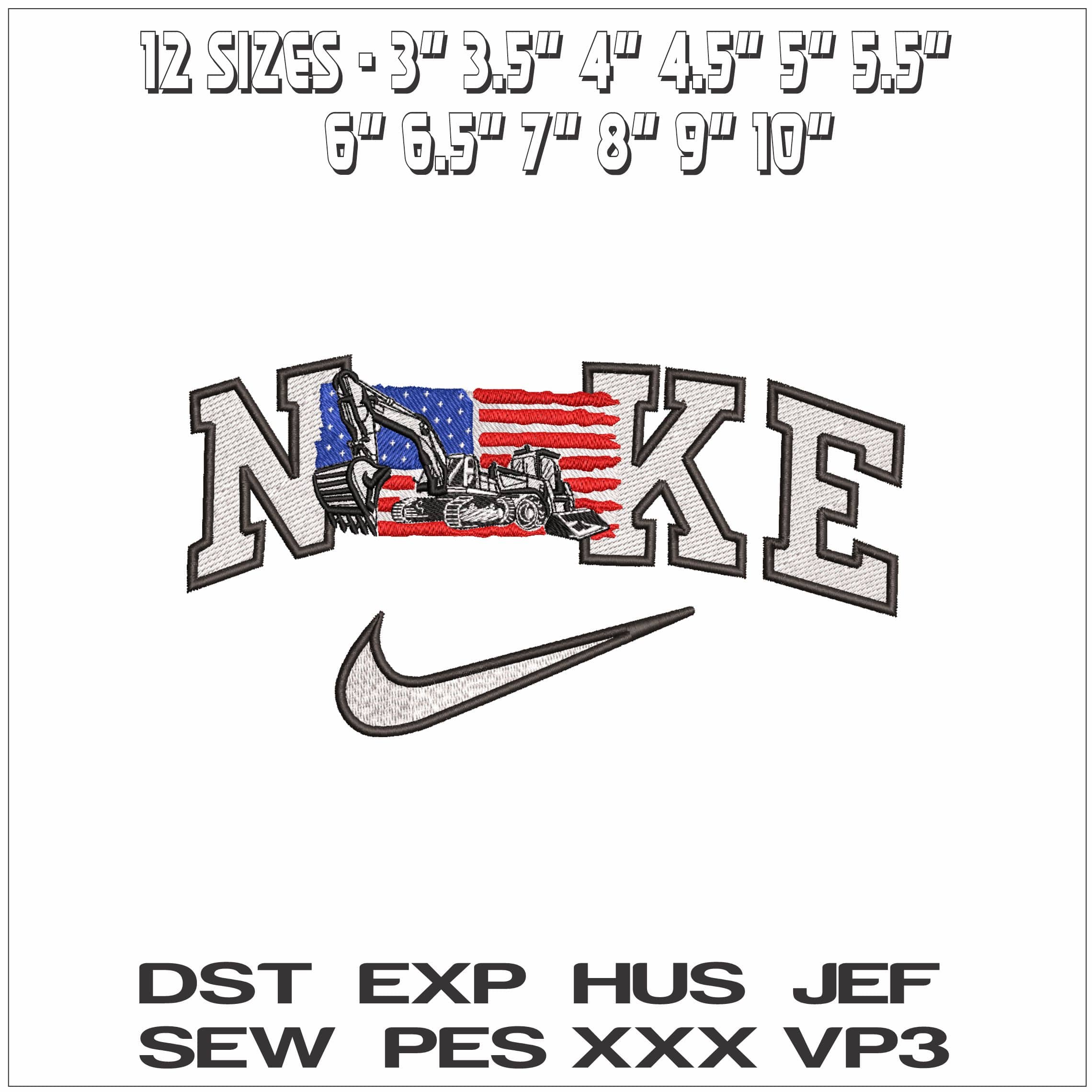 Nike American Excavators- Elegant embroidery design file - instant download — view 2