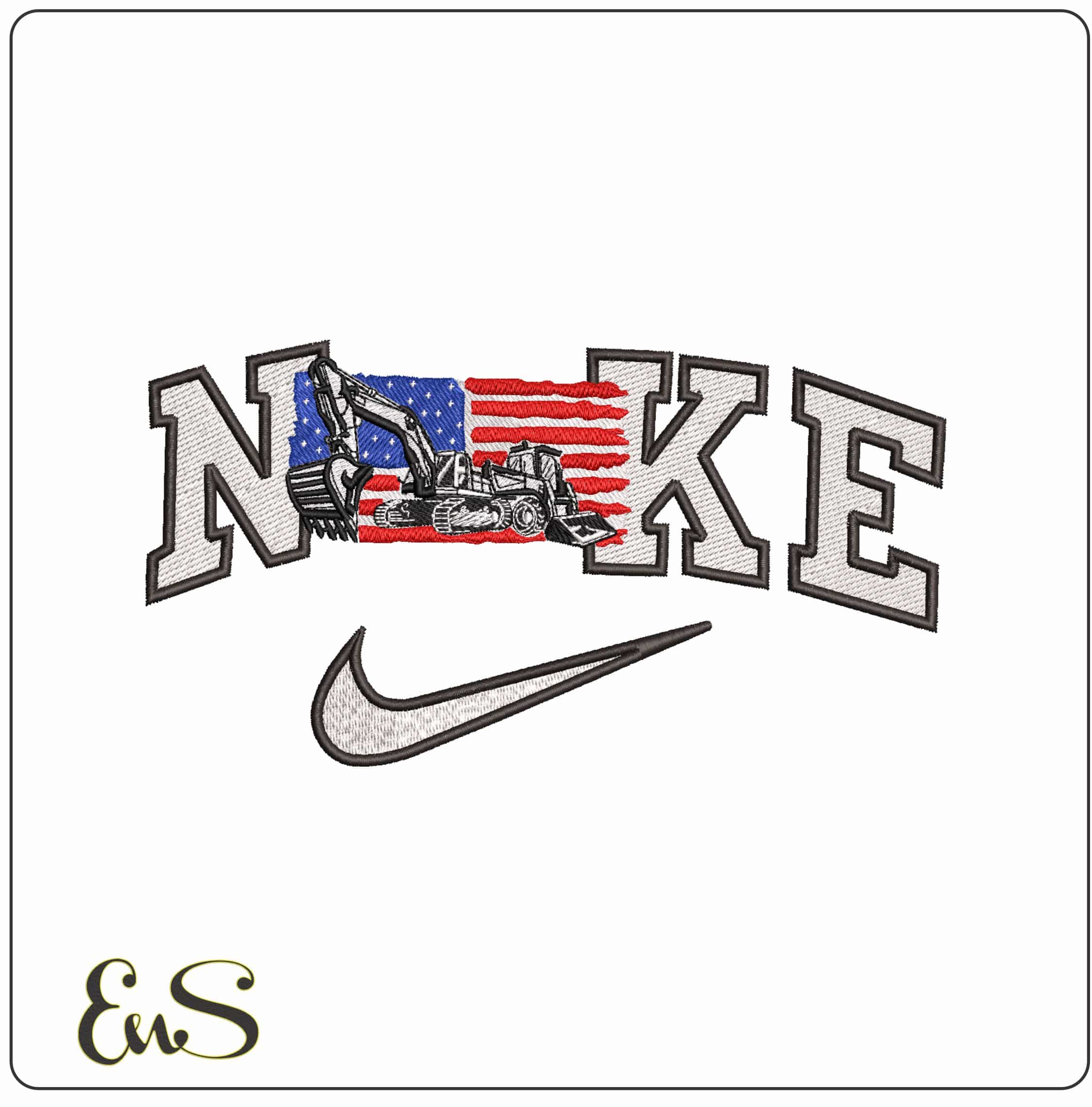 Nike American Excavators- Elegant embroidery design file - instant download