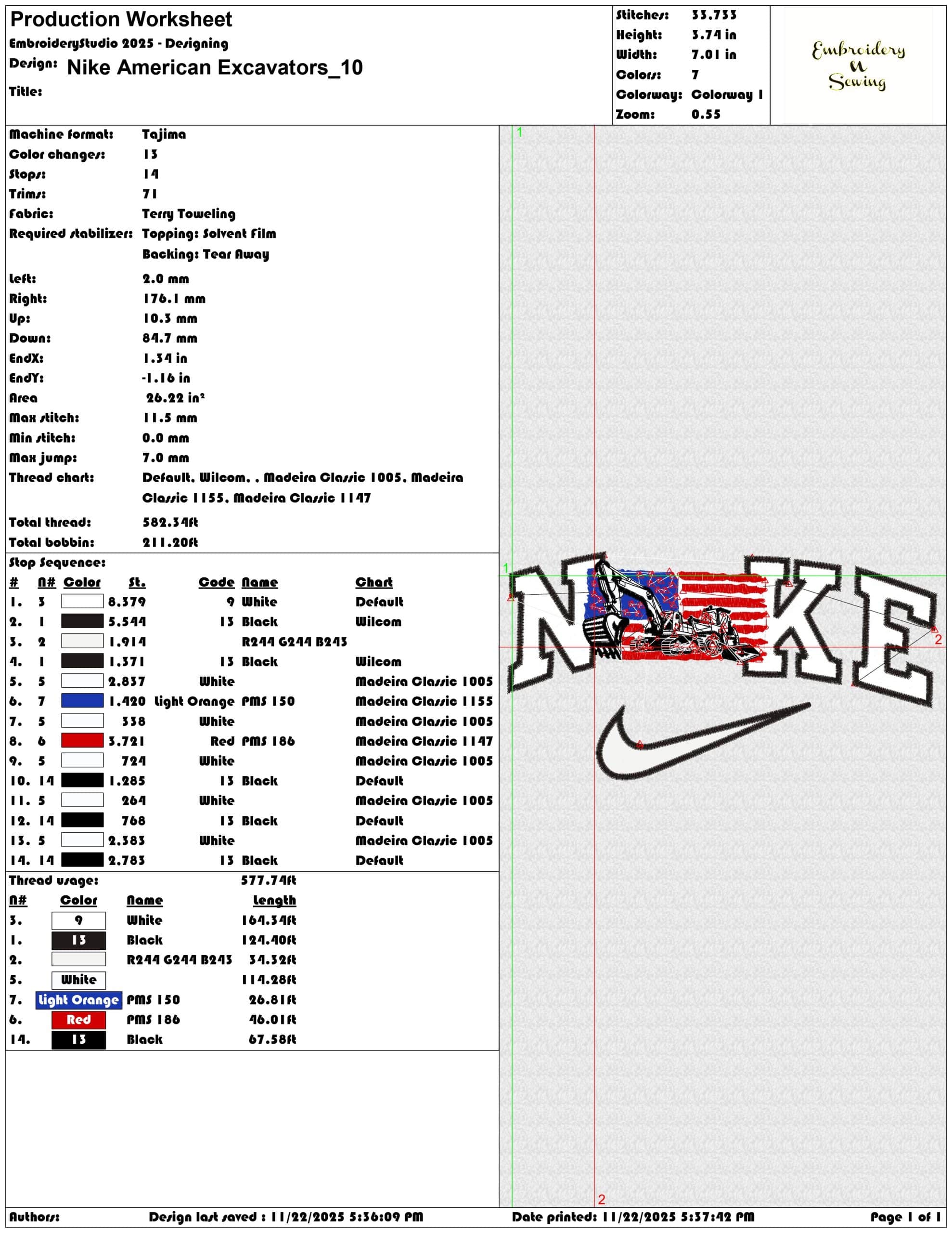 Nike American Excavators- Elegant embroidery design file - instant download — view 3