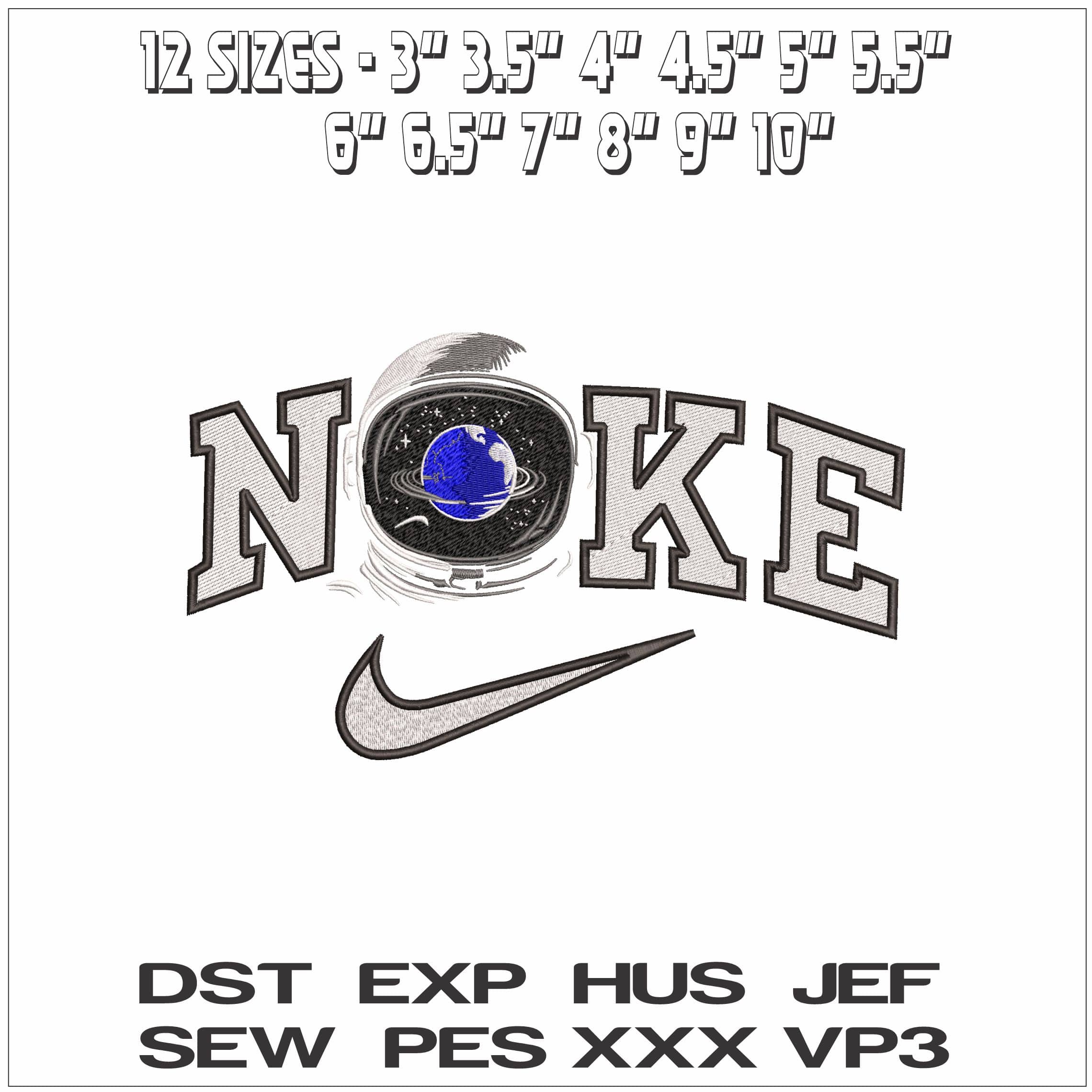 Nike Astronaut Helmet with World in Space - Elegant embroidery design file - instant download — view 2