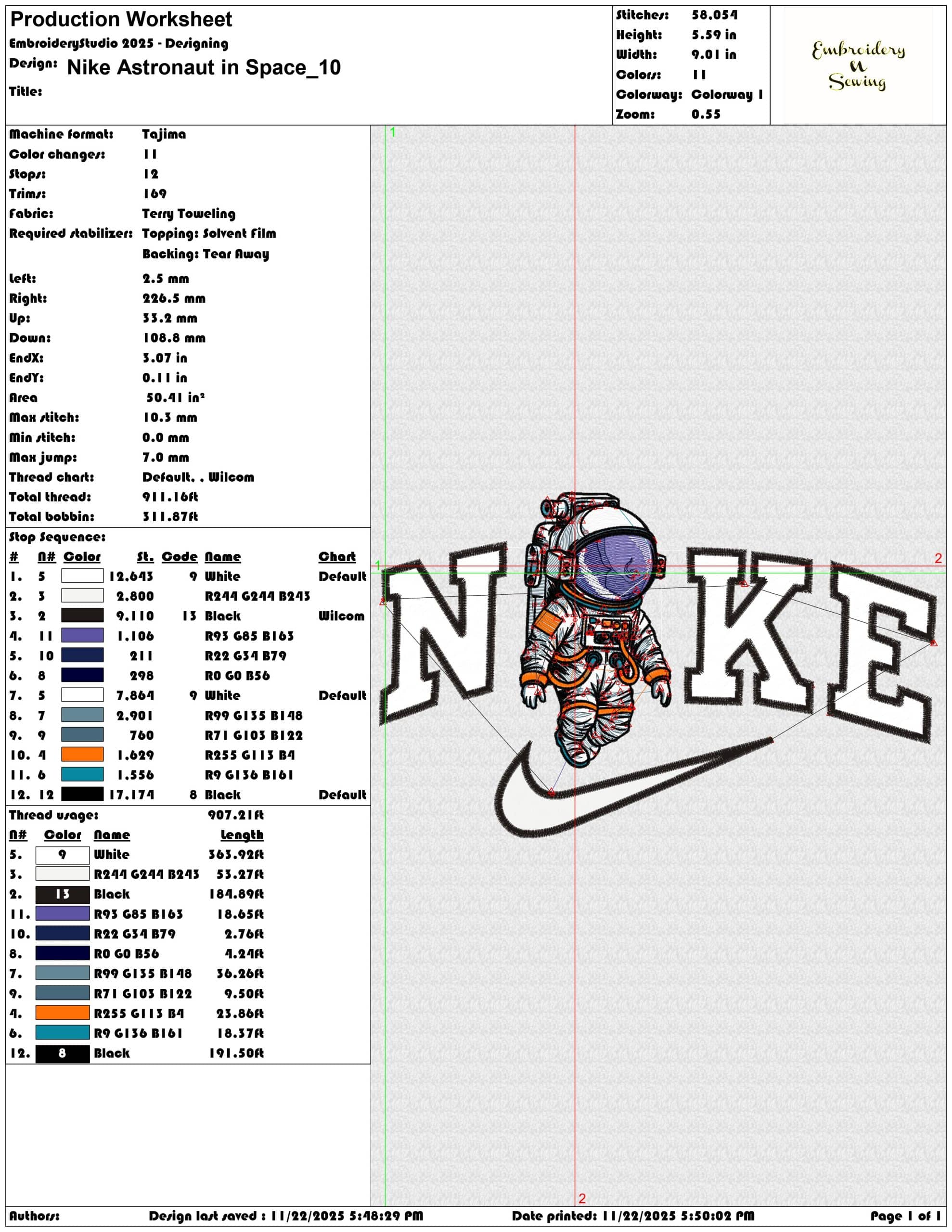 Nike Astronaut in Space - Elegant embroidery design file - instant download — view 3
